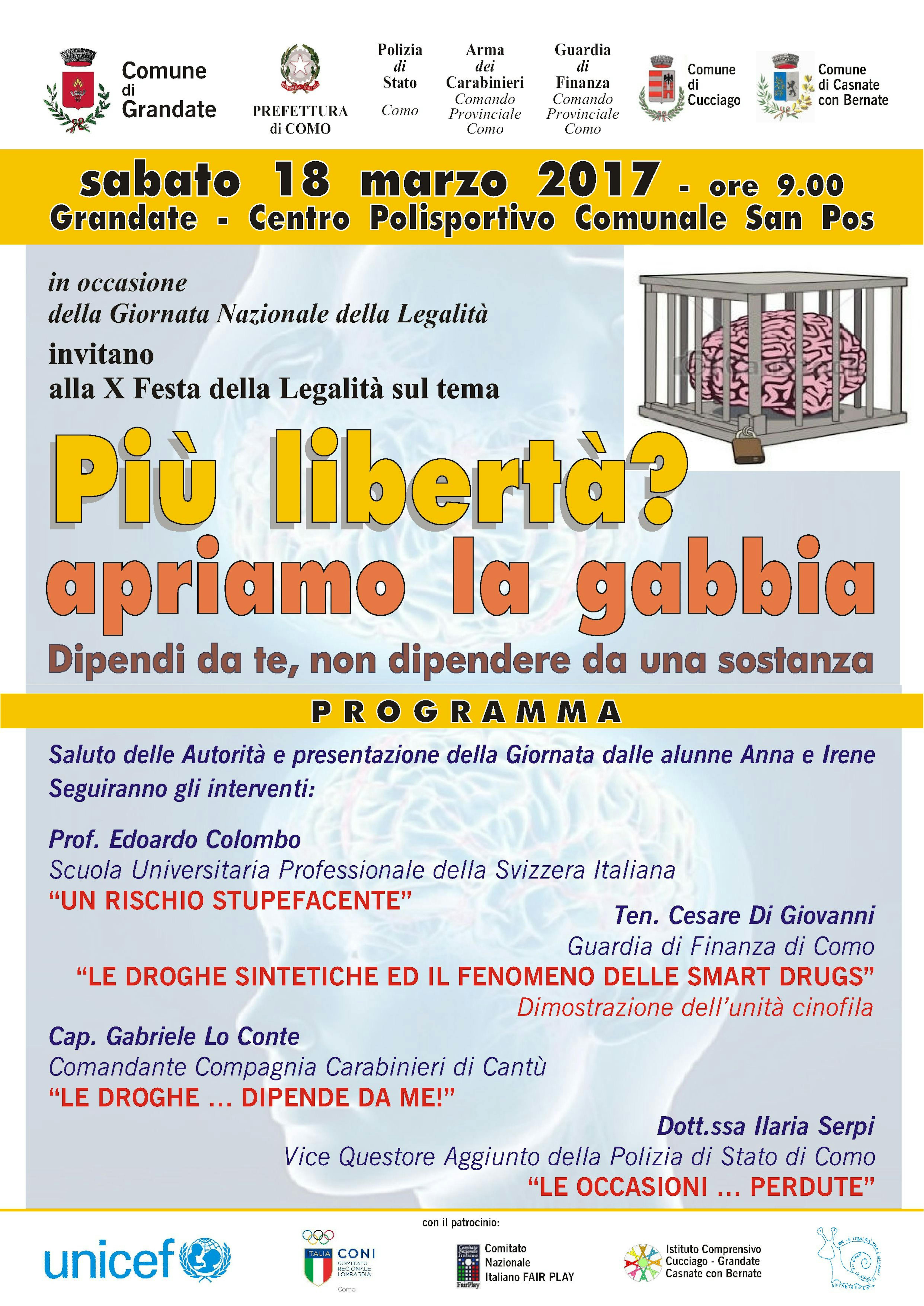 A Grandate un Convegno rivolto ai più giovani, in occasione della Giornata Nazionale della Legalità