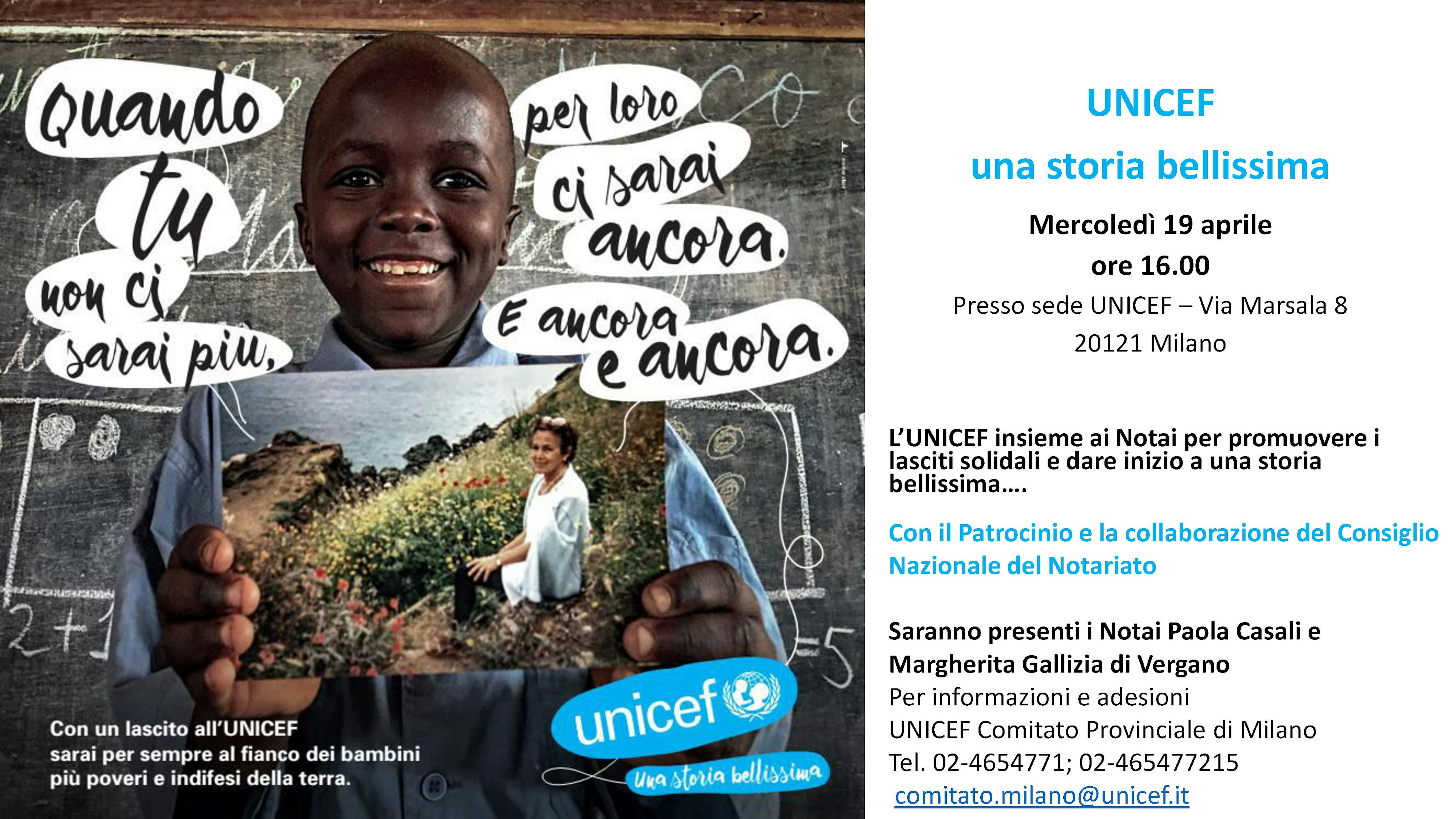 A Milano: l’UNICEF insieme ai Notai per promuovere i lasciti solidali e dare inizio a una storia bellissima