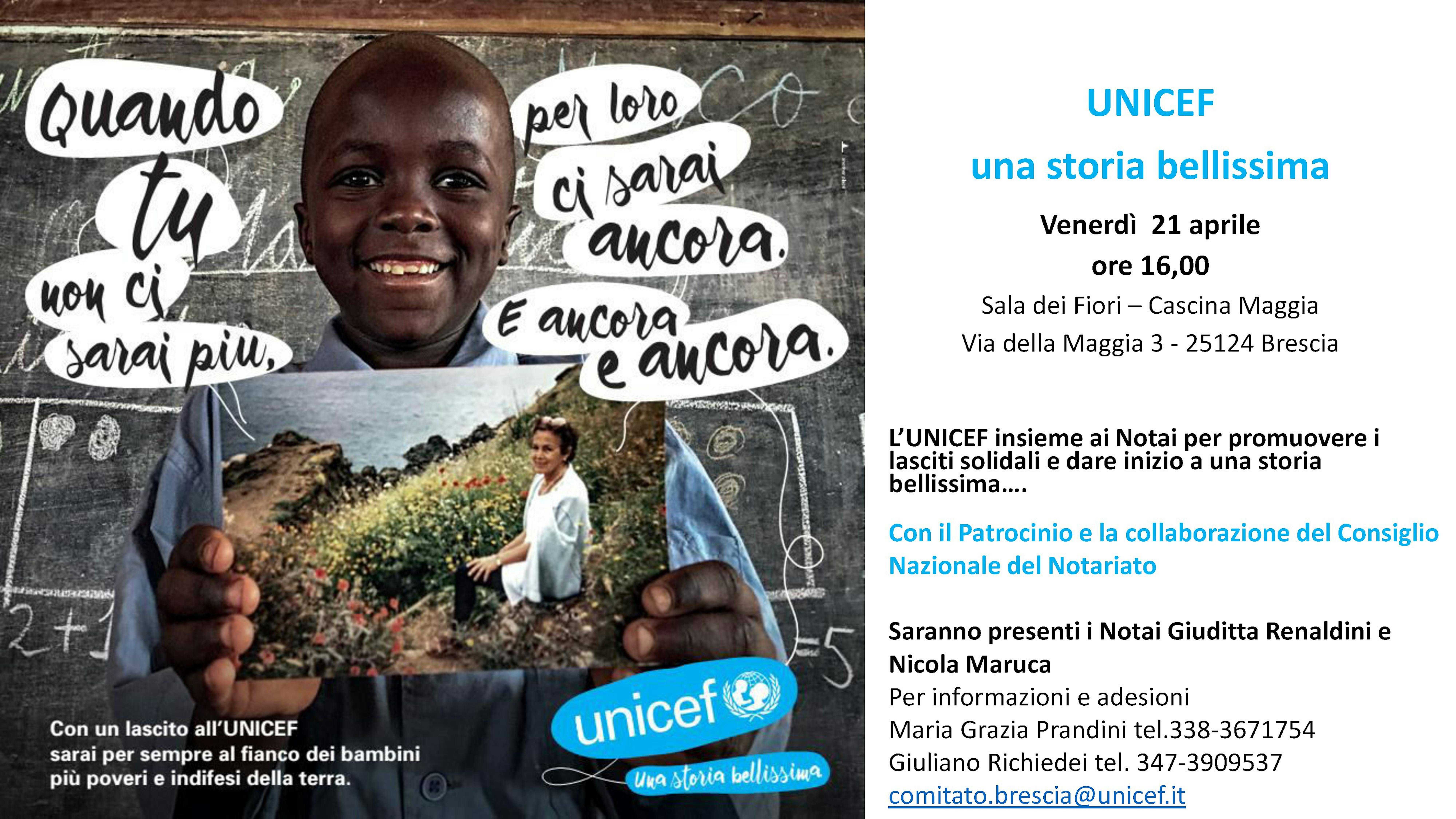 A Brescia: l’UNICEF insieme ai Notai per promuovere i lasciti solidali e dare inizio a una storia bellissima