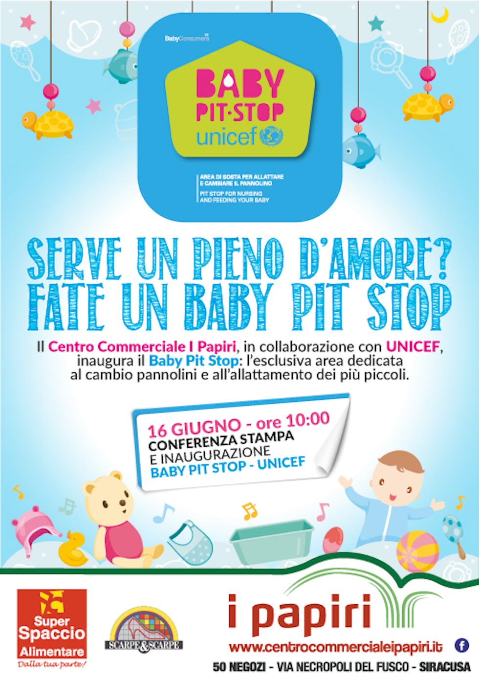 Locandina del Baby Pit Stop di Siracusa