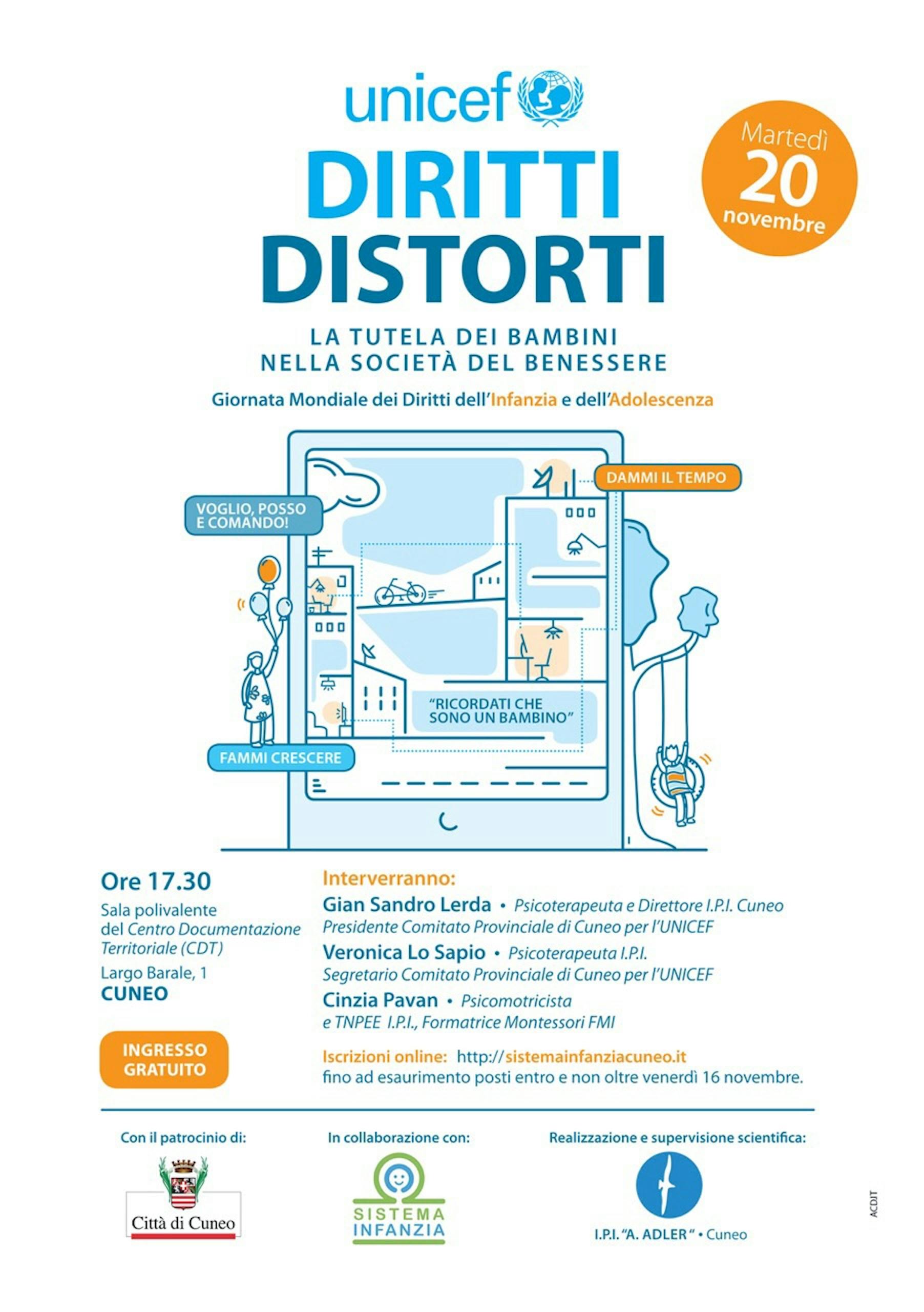 Diritti Distorti e la tutela dei bambini nella società del benessere, il 20 novembre a Cuneo per la Giornata Mondiale dell'Infanzia e dell'Adolescenza