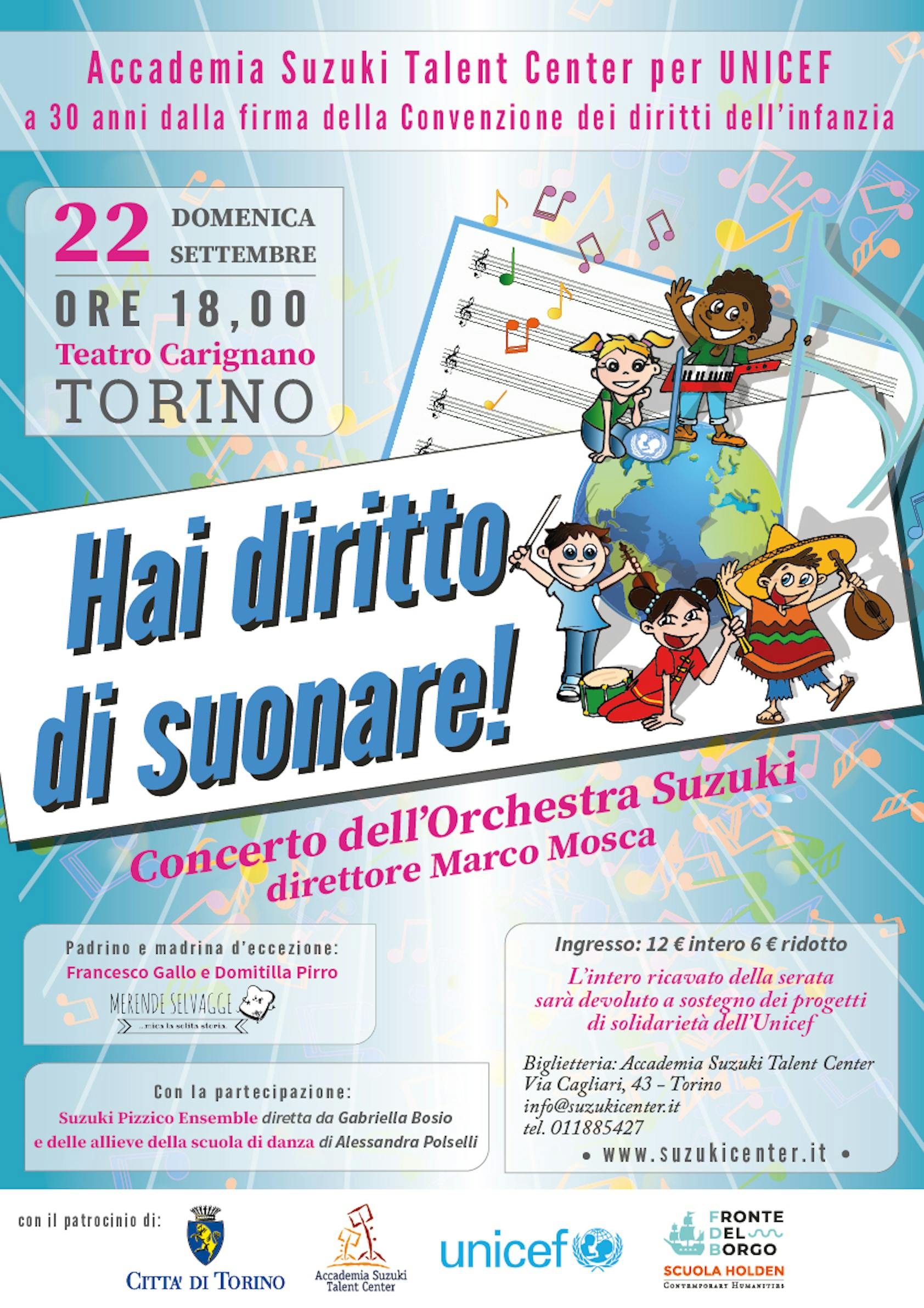 Concerto di beneficenza al teatro Carignano per la celebrazione artistica dei trenta anni della CRC ONU