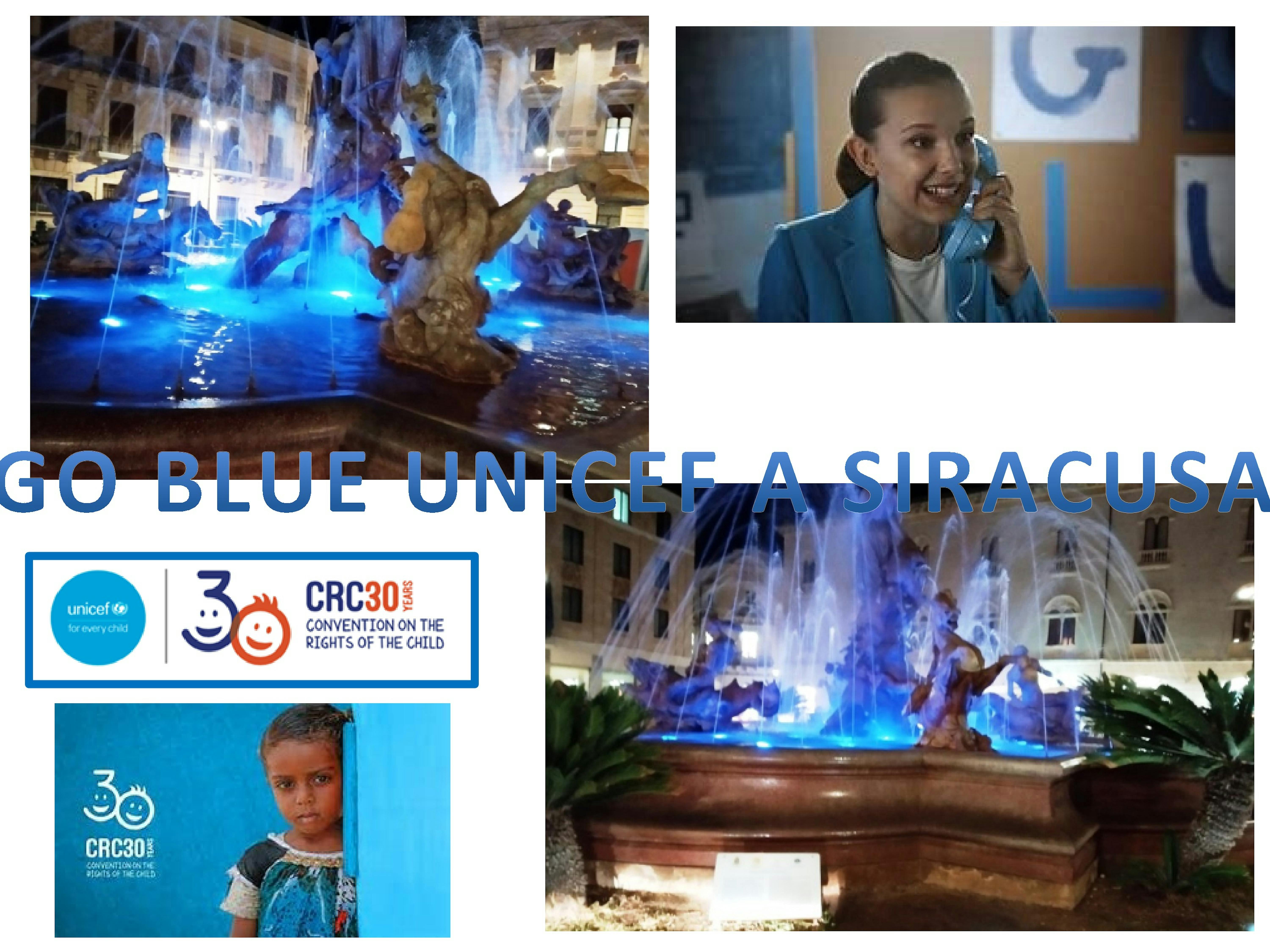 Siracusa partecipa aI Go Blue UNICEF illuminando la Fontana di Diana