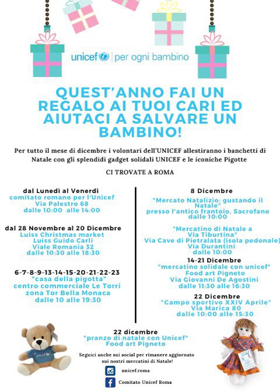 I Mercatini natalizi solidali con i volontari del comitato provinciale UNICEF di Roma