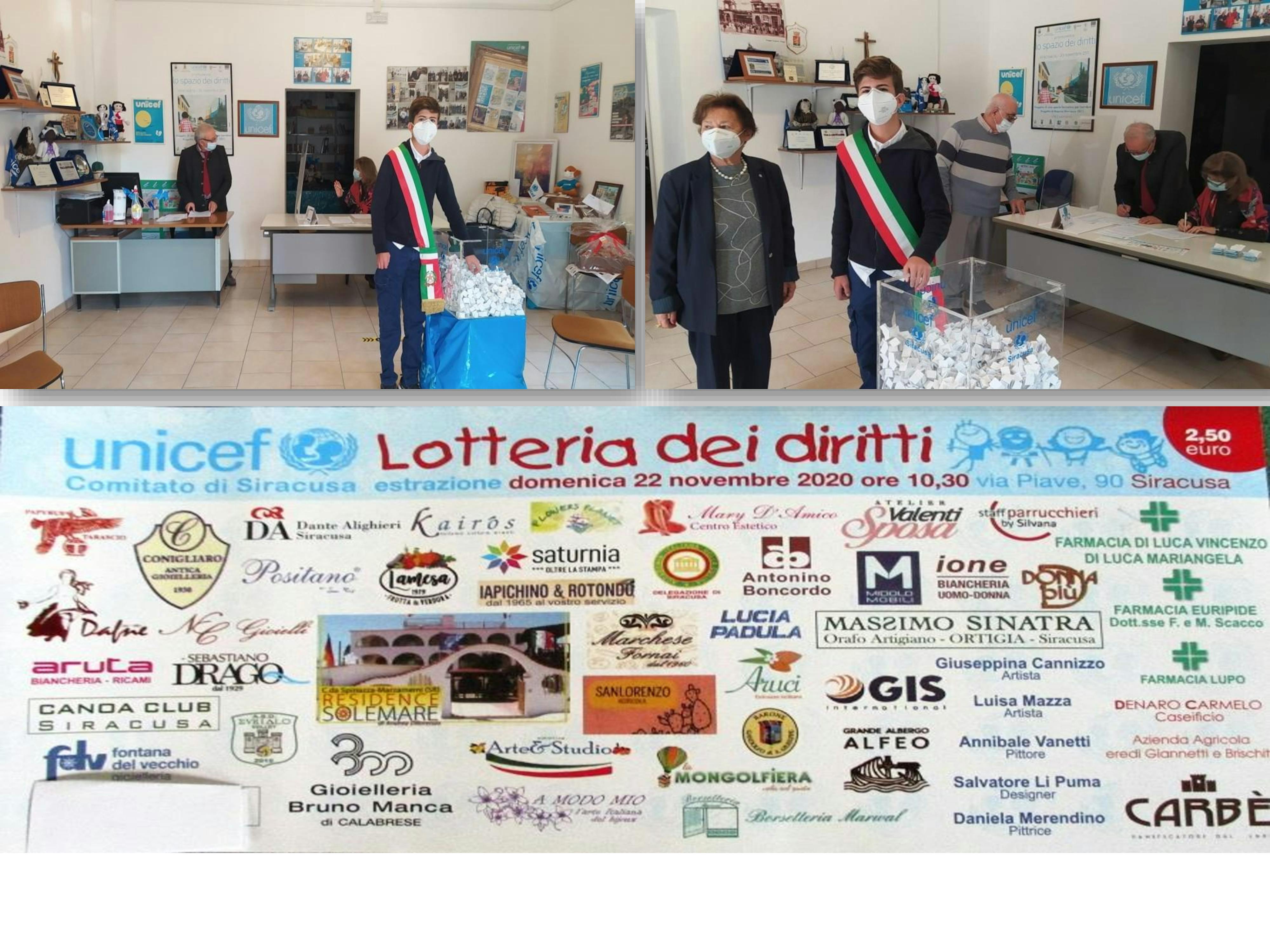 Estratti a Siracusa i biglietti abbinati ai premi dell'8^ Lotteria UNICEF dei Diritti