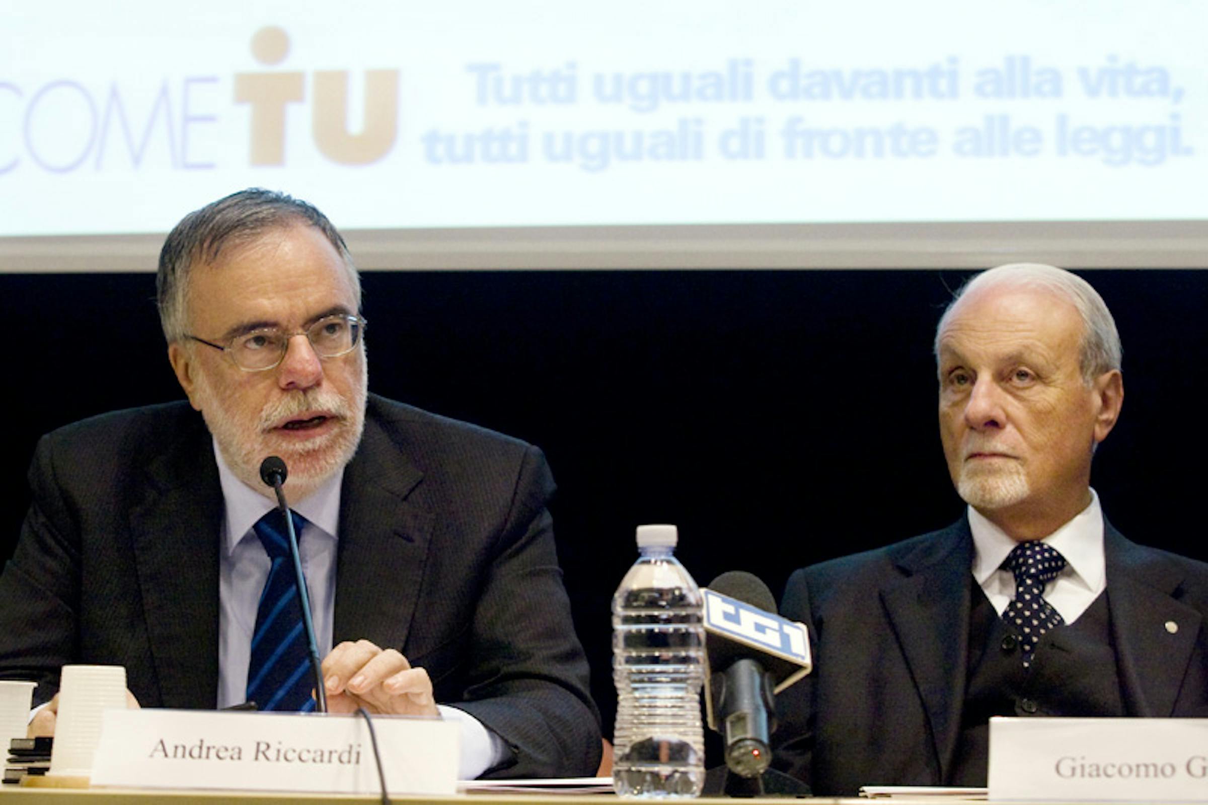 Il ministro della Cooperazione Andrea Riccardi e il Presidente dell'UNICEF Italia Giacomo Guerrera - ©UNICEF Italia/2012/Ada Lombardi
