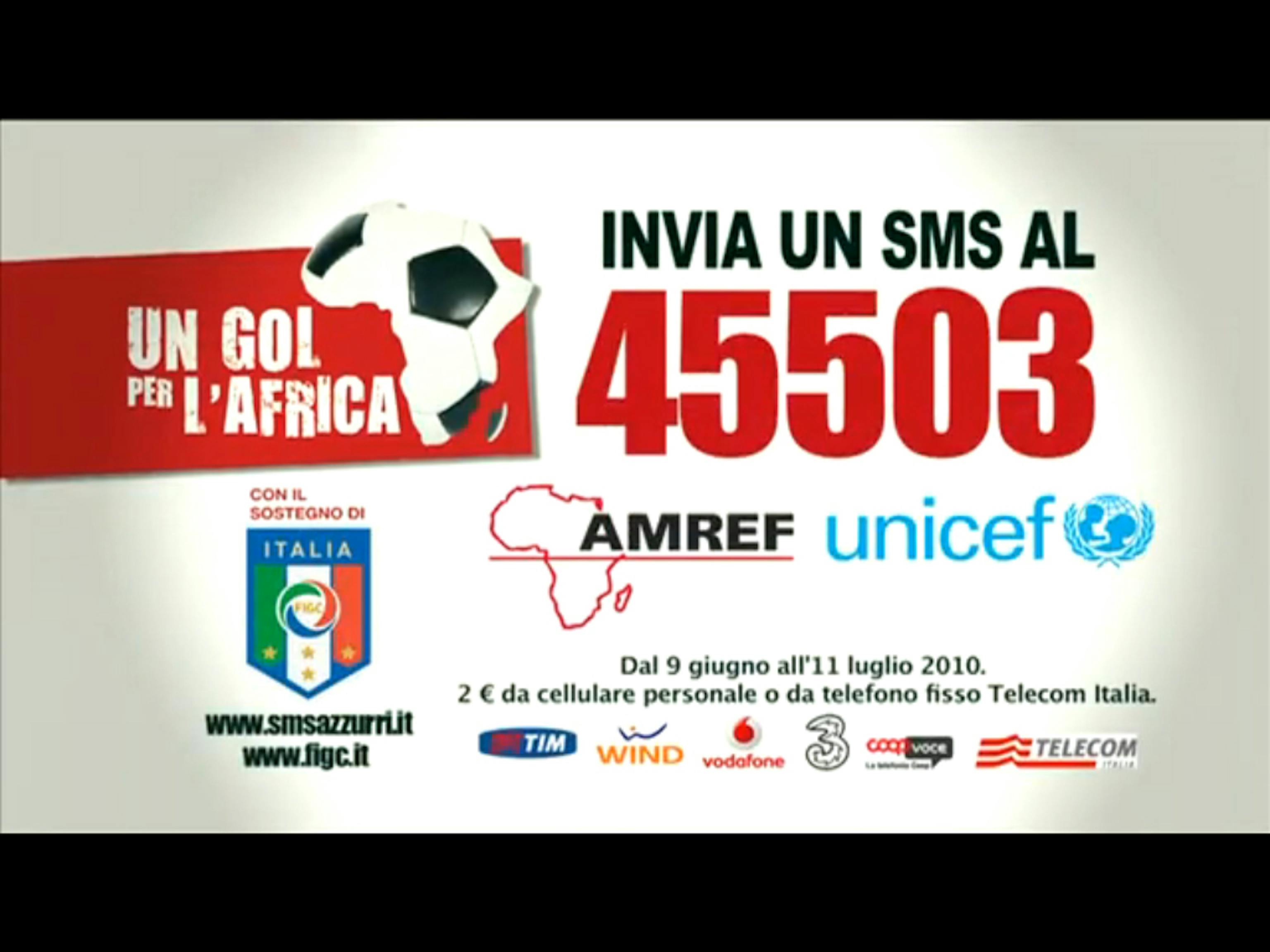 Un gol per l'Africa con SMS solidale 45503