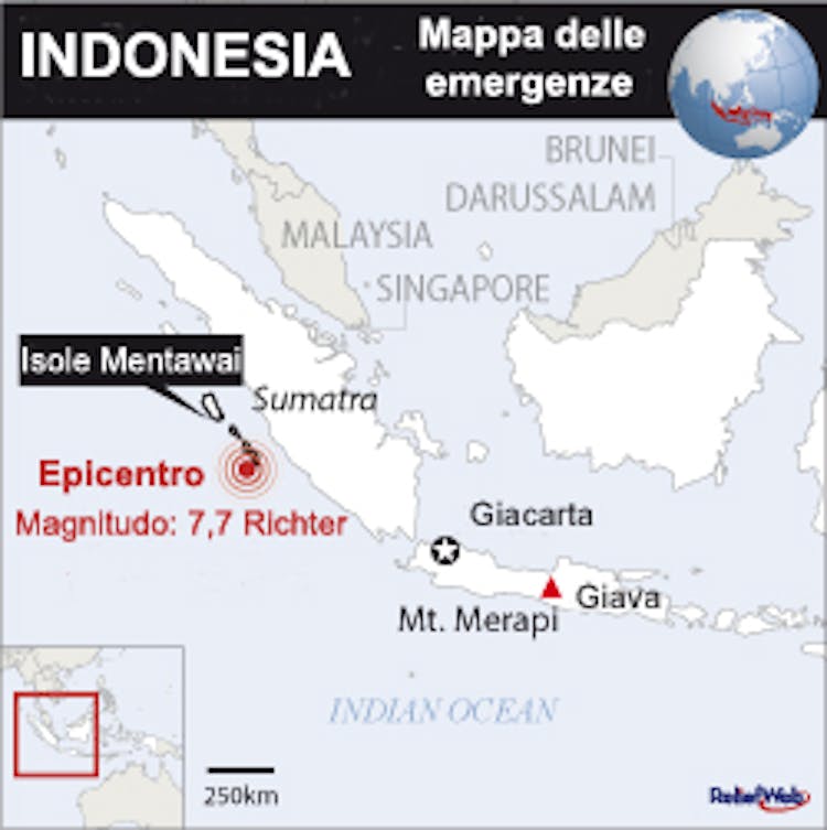 Mappa delle emergenze naturali in Indonesia, ottobre 2010 -©UN/OCHA