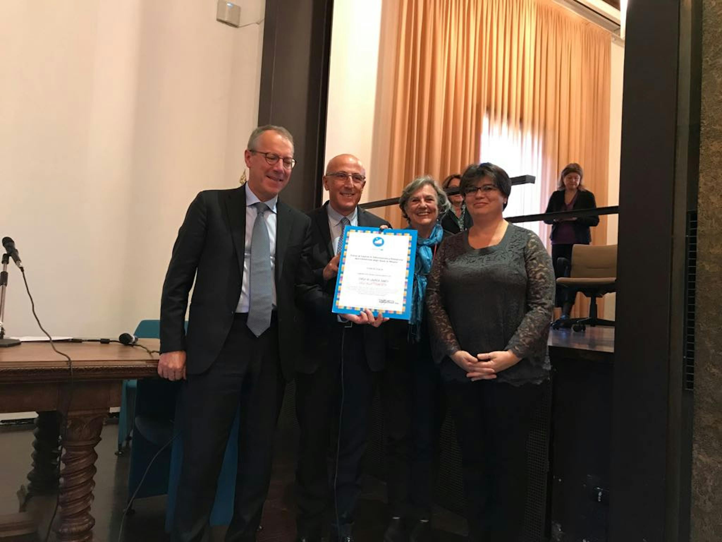 Un momento della cerimonia di riconoscimento del Corso di laurea in Infermieristica pediatrica della Statale di Milano come 