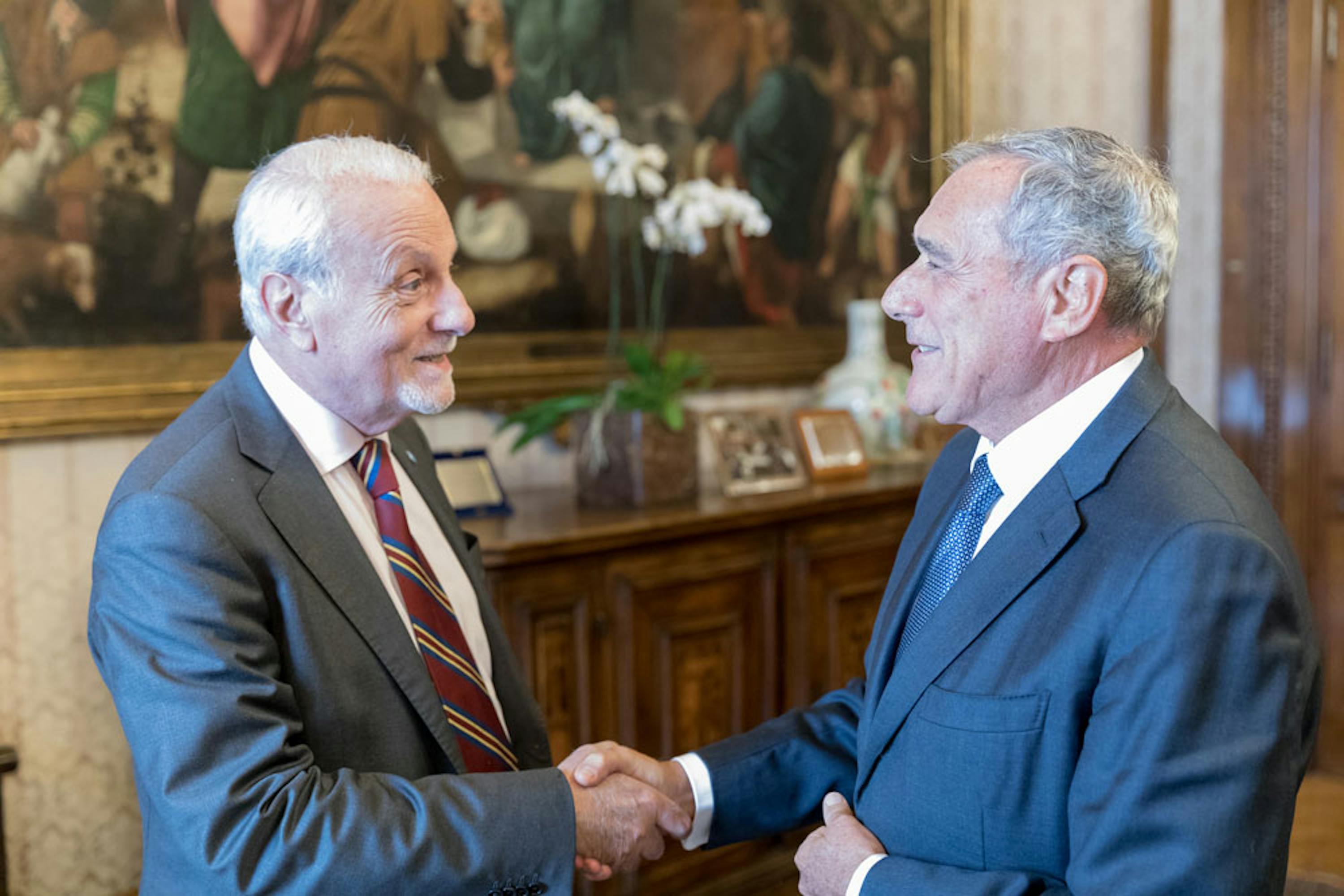 Il presidente del Senato Pietro Grasso e il Presidente dell'UNICEF Italia Giacomo Guerrera - ©Senato.it