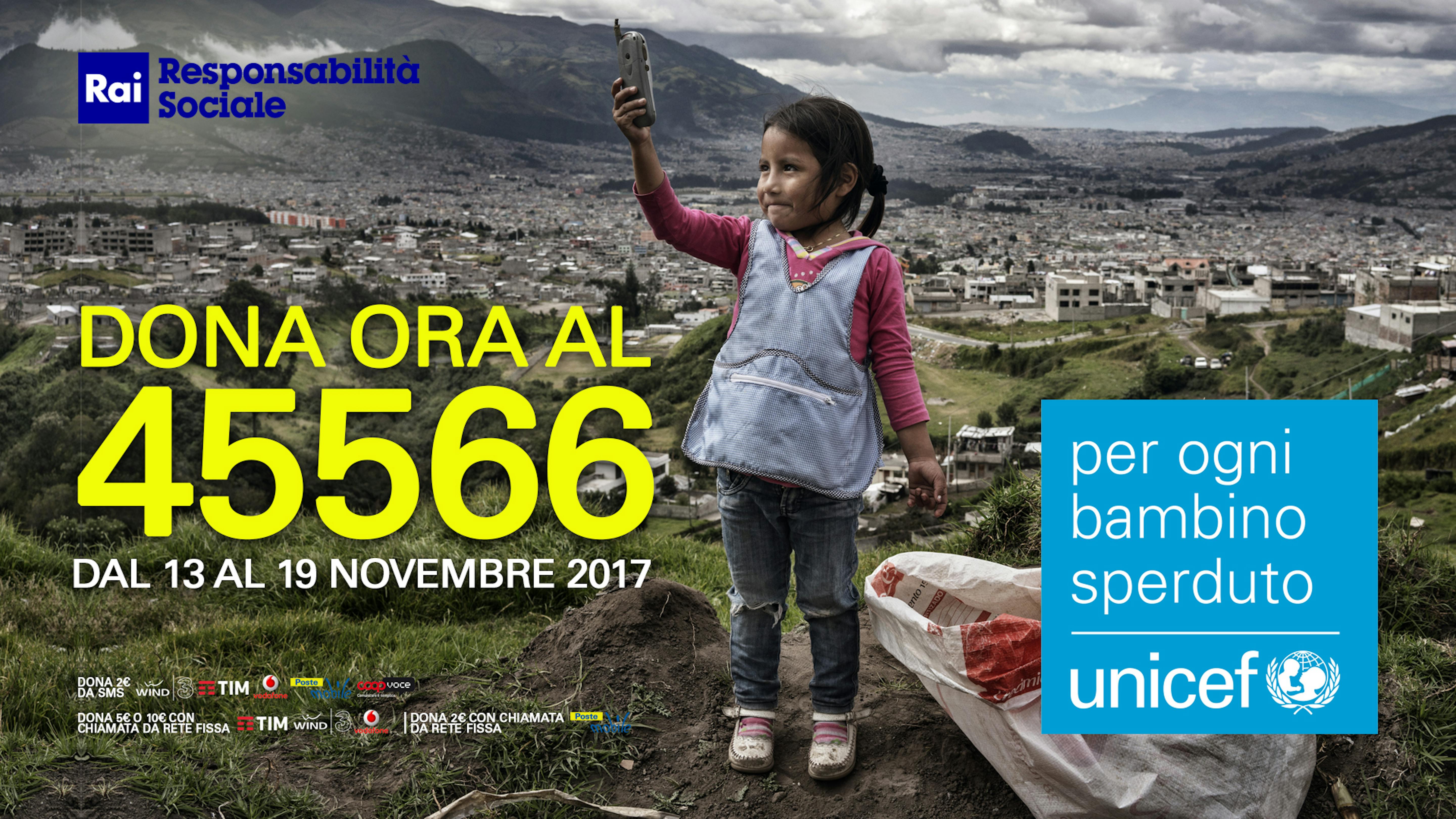 La Rai sostiene la campagna dell'UNICEF a favore dei bambini sperduti 