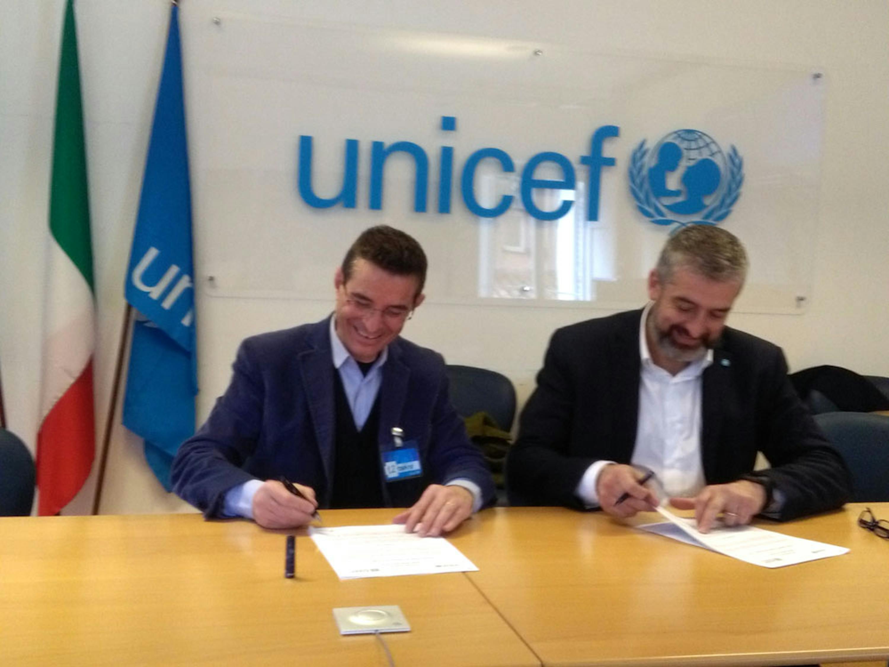 Da sin.: Luigino Pirola (Presidente AIAPP) e Paolo Rozera (Direttore generale UNICEF Italia) - ©UNICEF Italia/2018/F.Aguiari