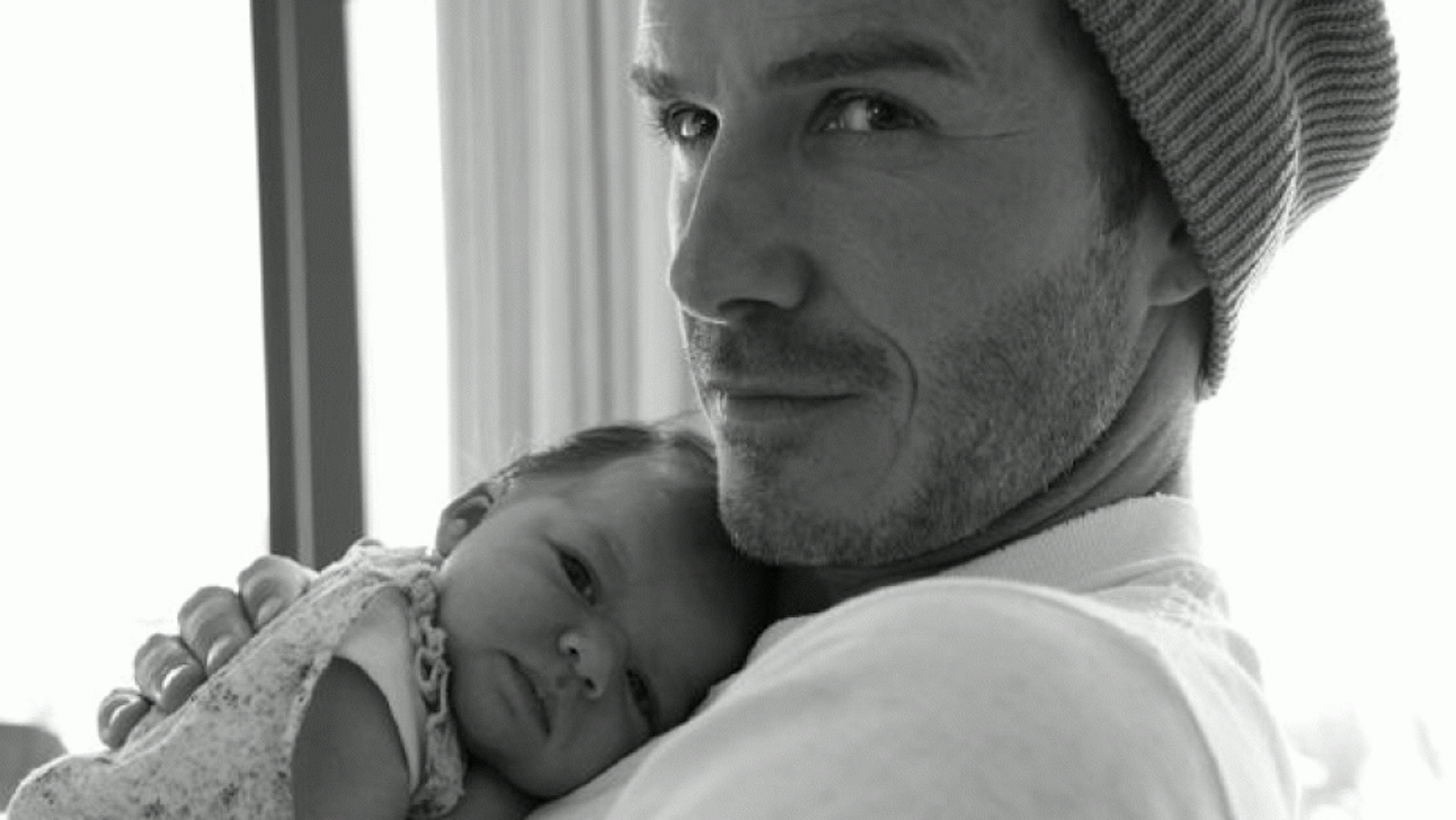 David Beckham con la piccola Harper Seven, ultima dei suoi 4 figli, nata nel 2011 - @Victoria Beckham