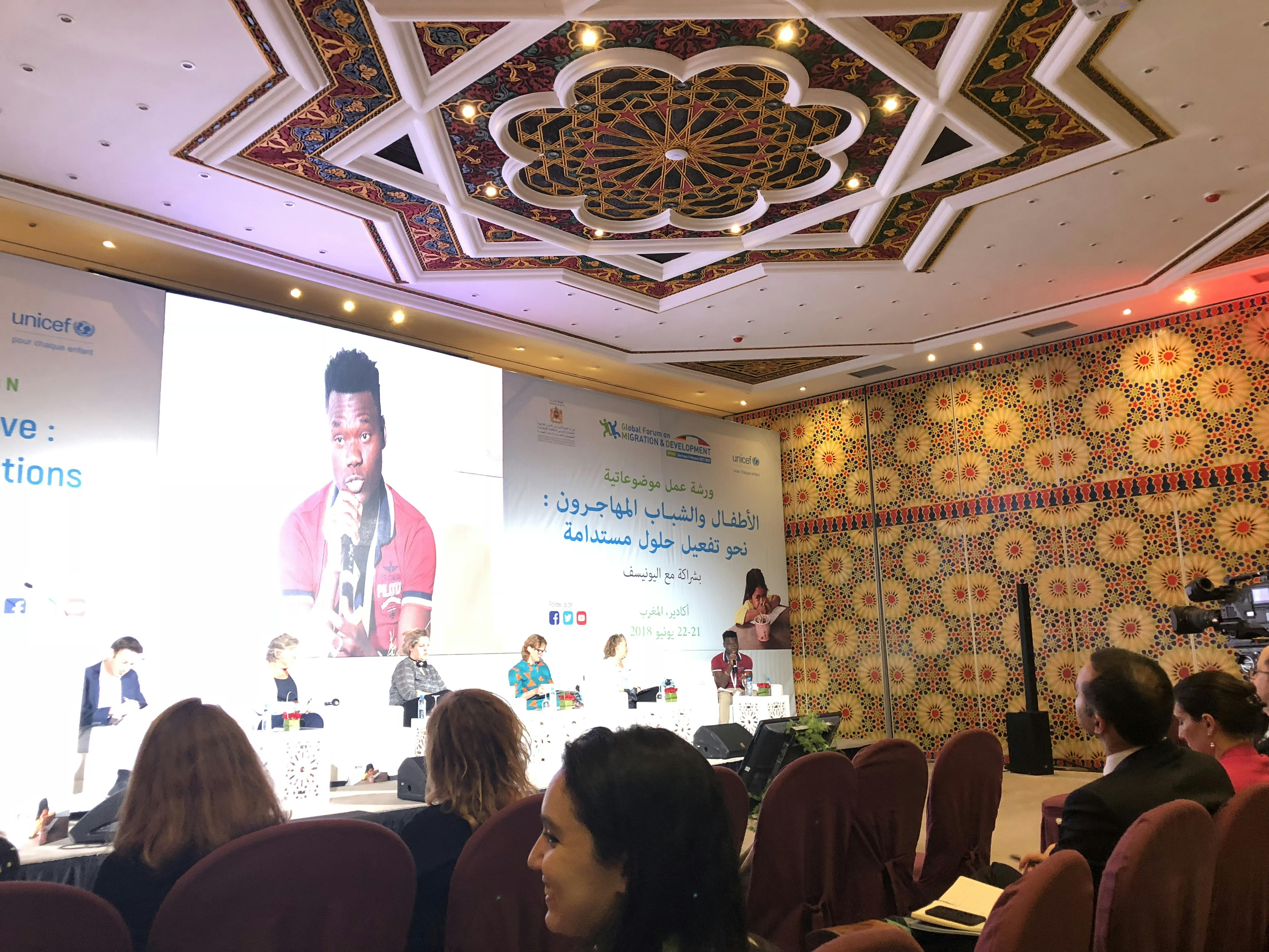 L'intervento di un giovane delegato al Forum di Agadir - ©UNICEF/2018/Sarah Crowe