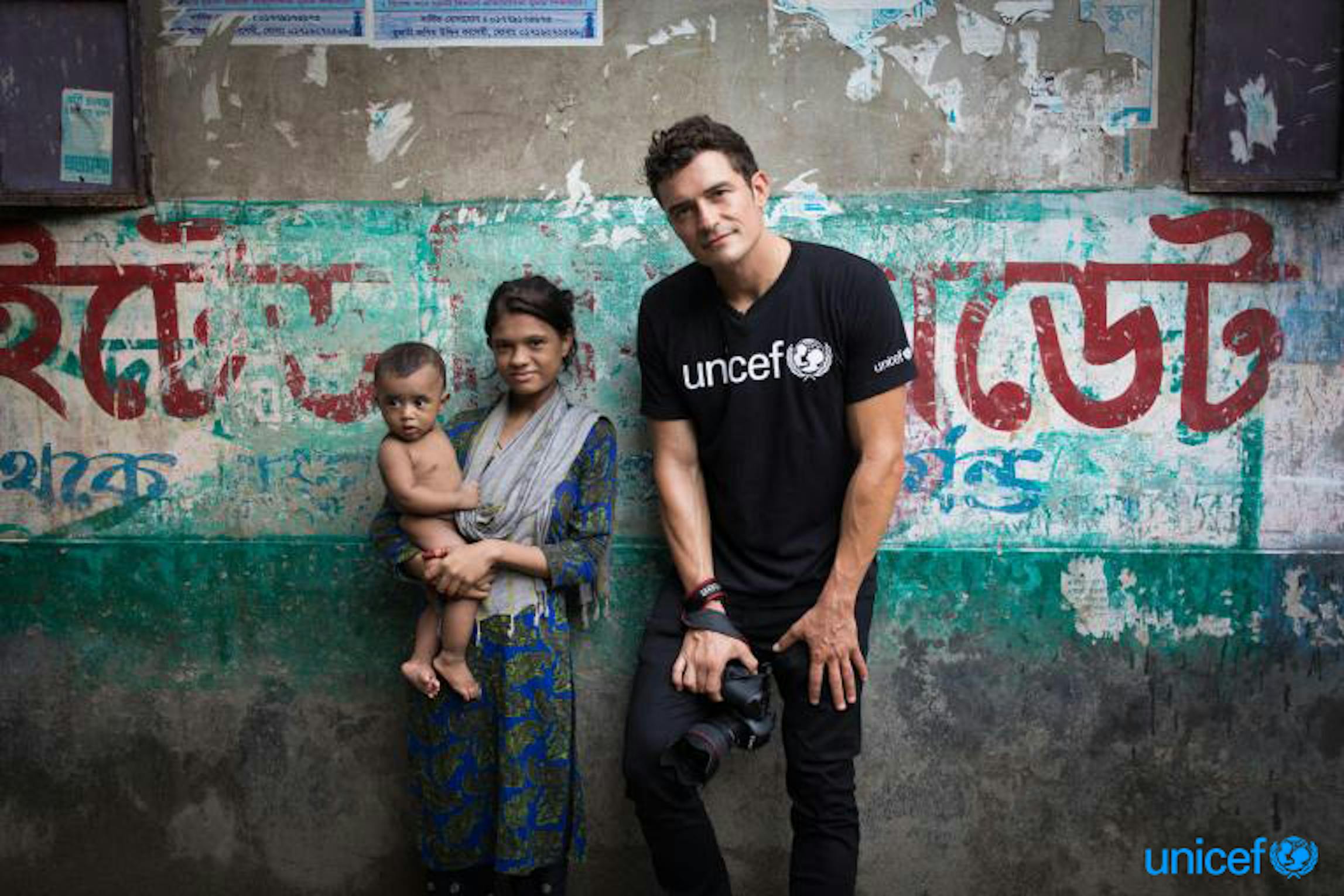 Bangladesh, L'attore e Ambasciatore dell'UNICEF Orlando Bloom nella location dove viene girato 