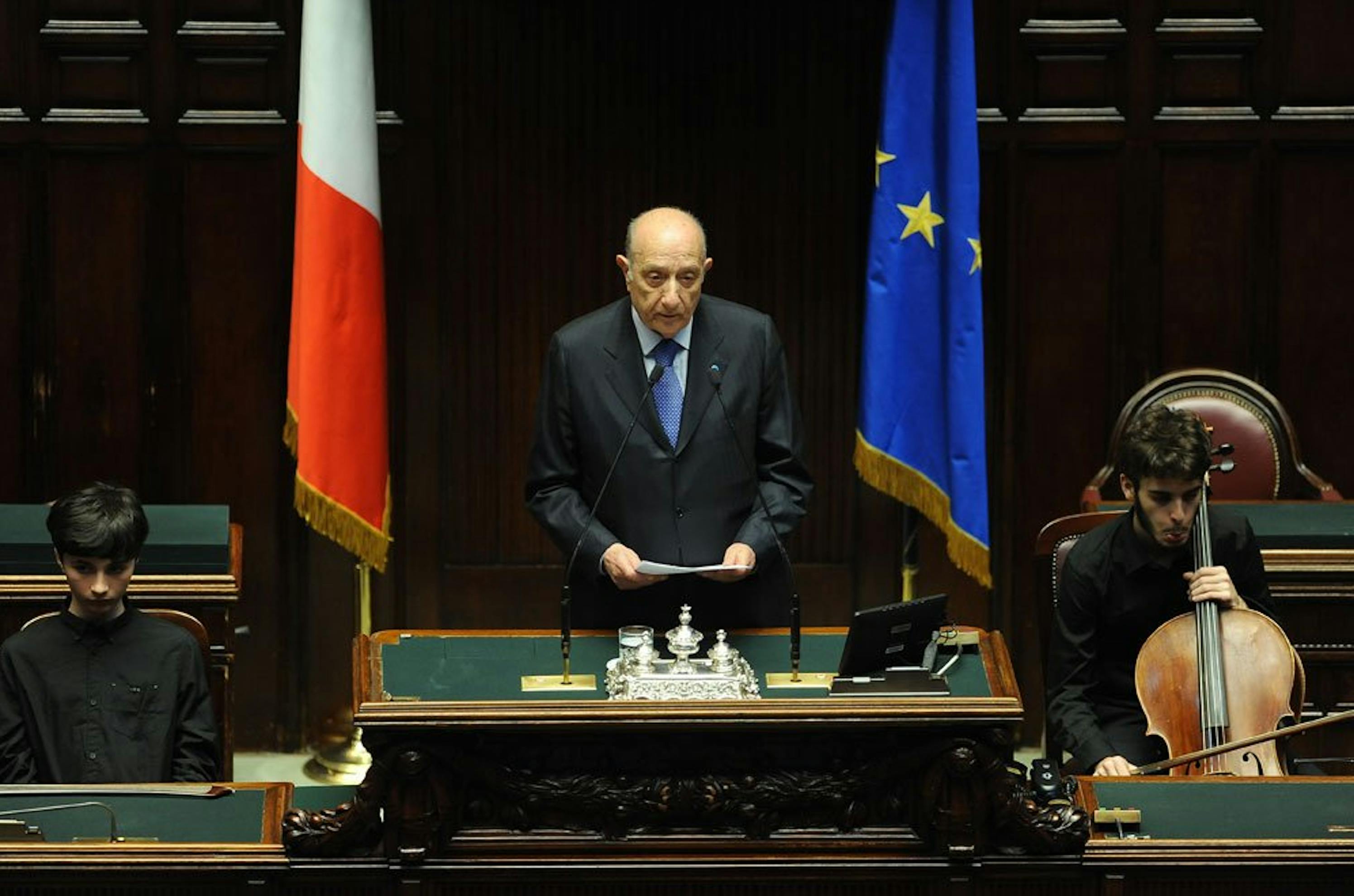 Il Presidente dell'UNICEF Italia Francesco Samengo durante la seduta alla Camera dei Deputati. 