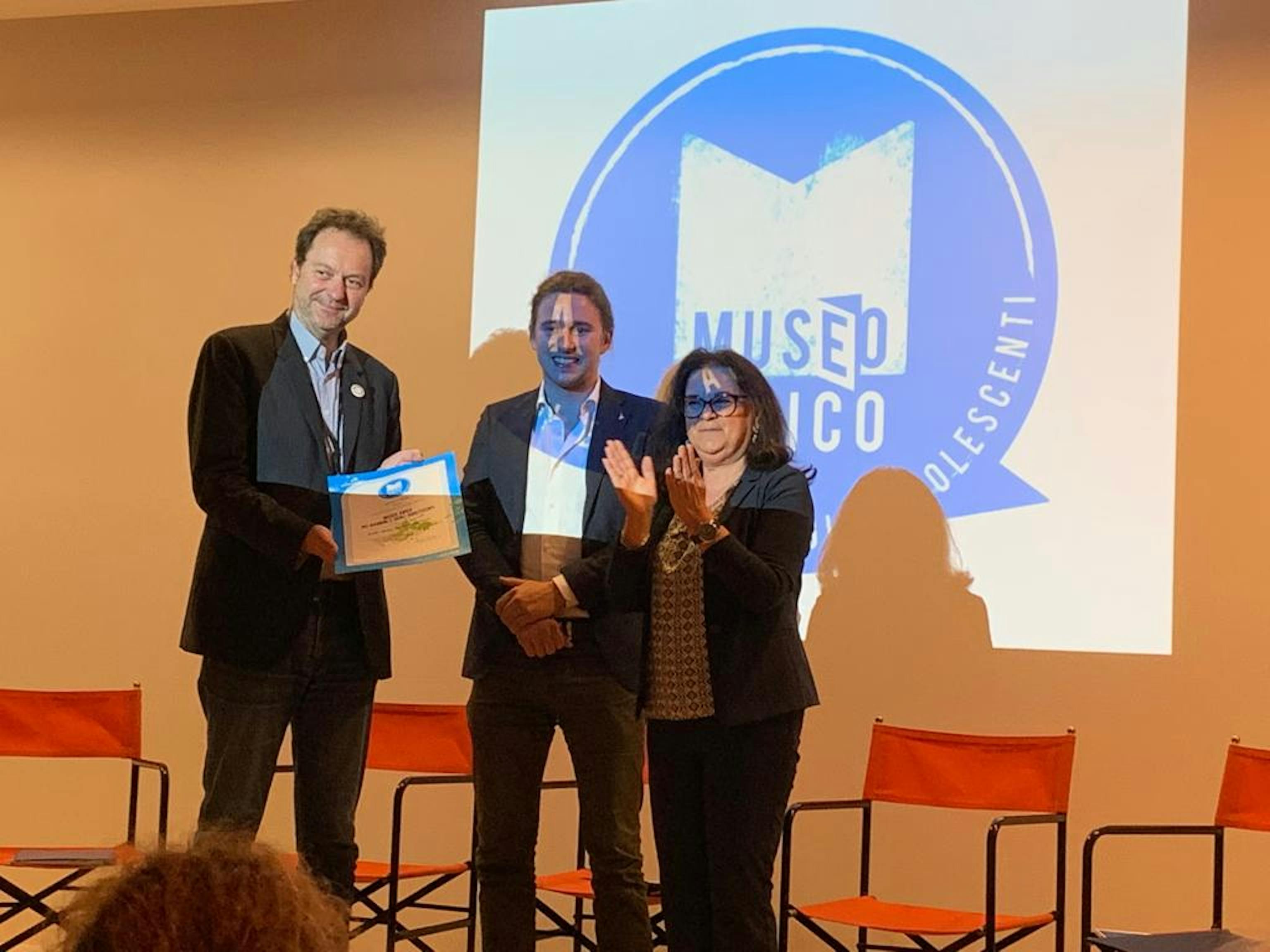 Il direttore del MUSE Michele Lanzinger, l'assessore all'Istruzione della provincia di Trento Mirko Bisesti e Manuela D'Alessandro (UNICEF Italia) - ©UNICEF Italia/2019/E.Chapin