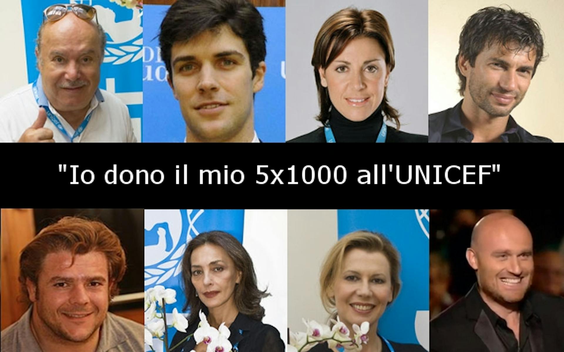 Ambasciatori e testimonial che donano il 5x1000 all'UNICEF