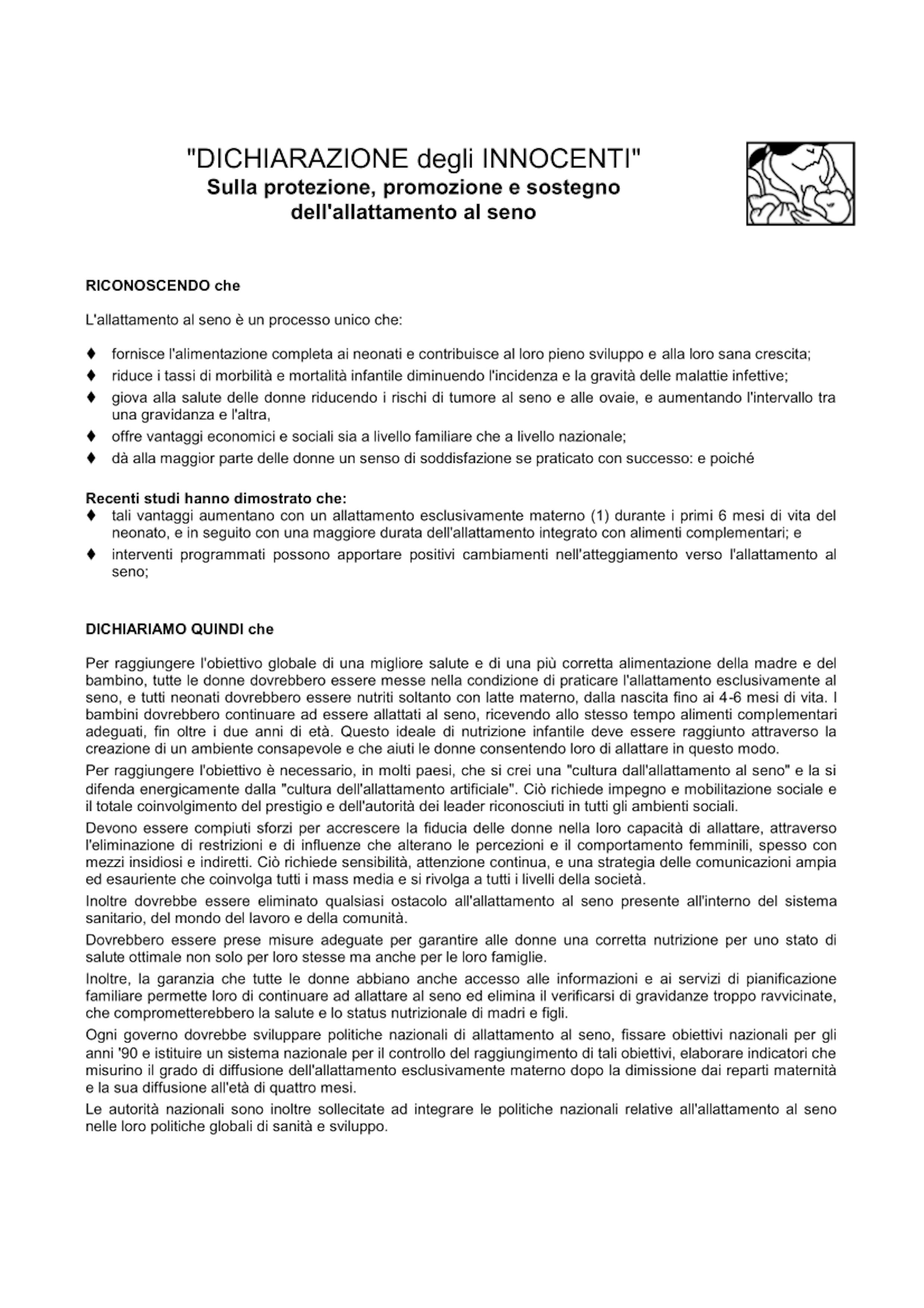 unicef-irc, allattamento al seno