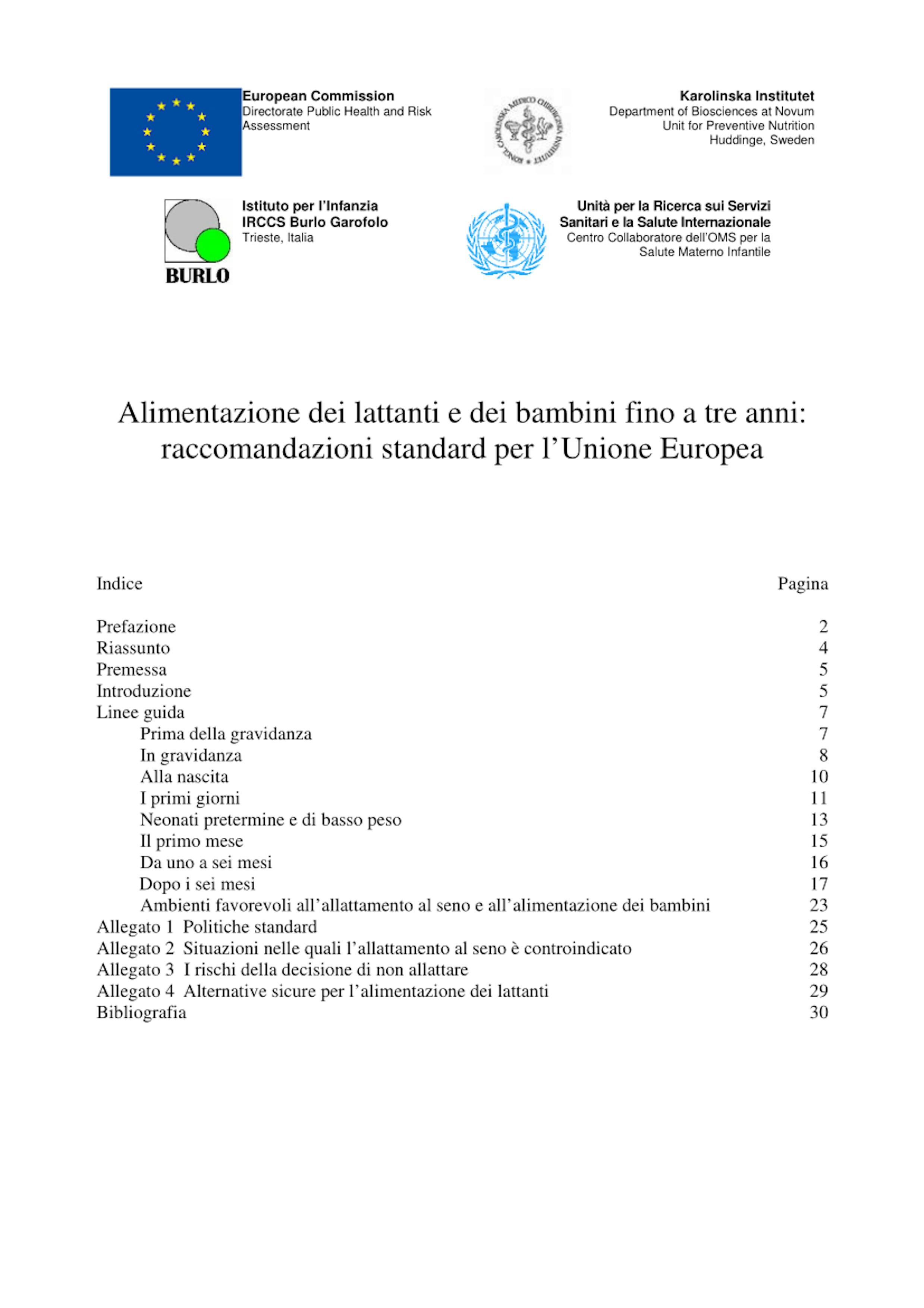raccomandazioni almentazioni lattanti