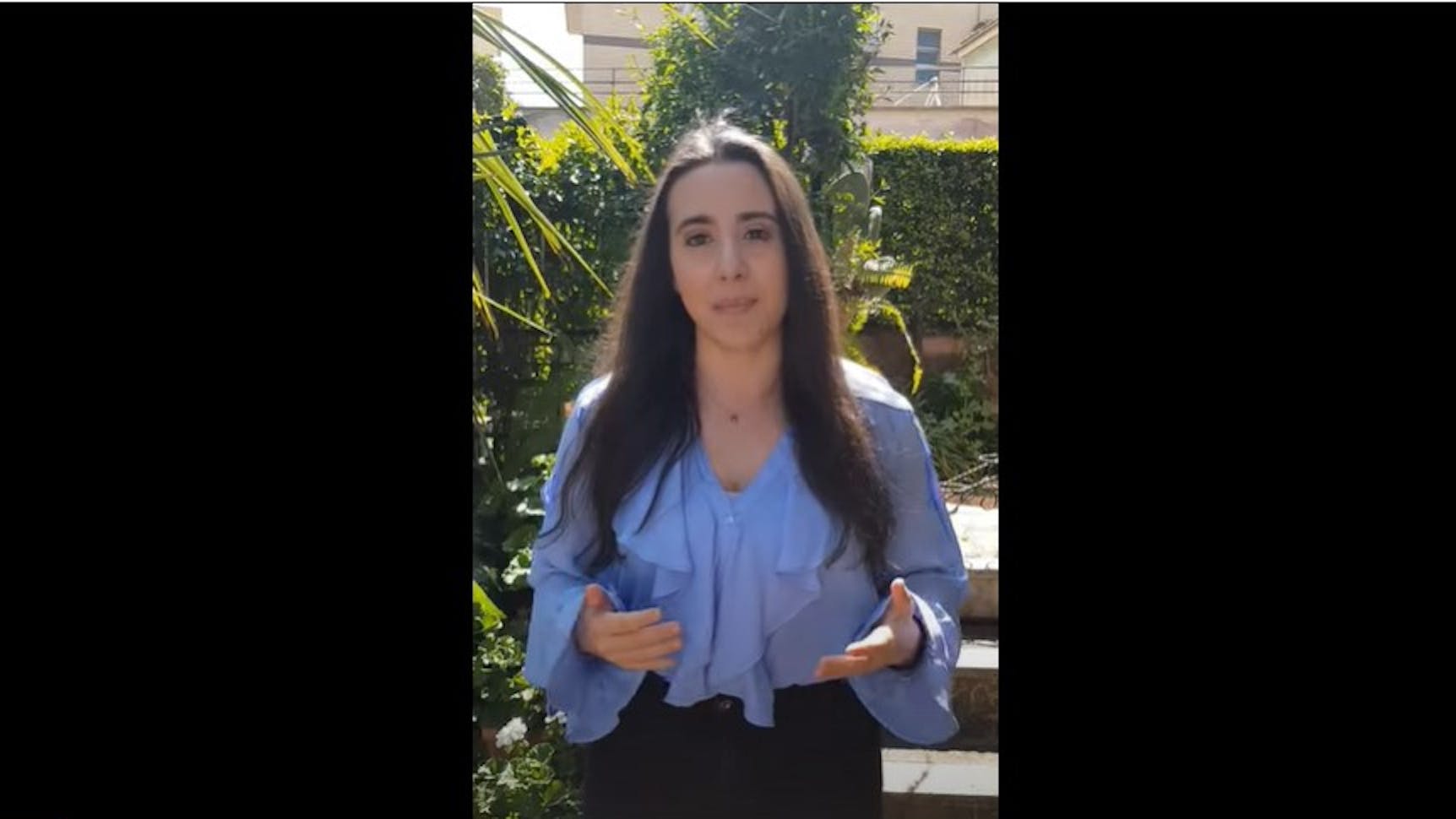 Federica Gasparro durante il videomessaggio per il clima