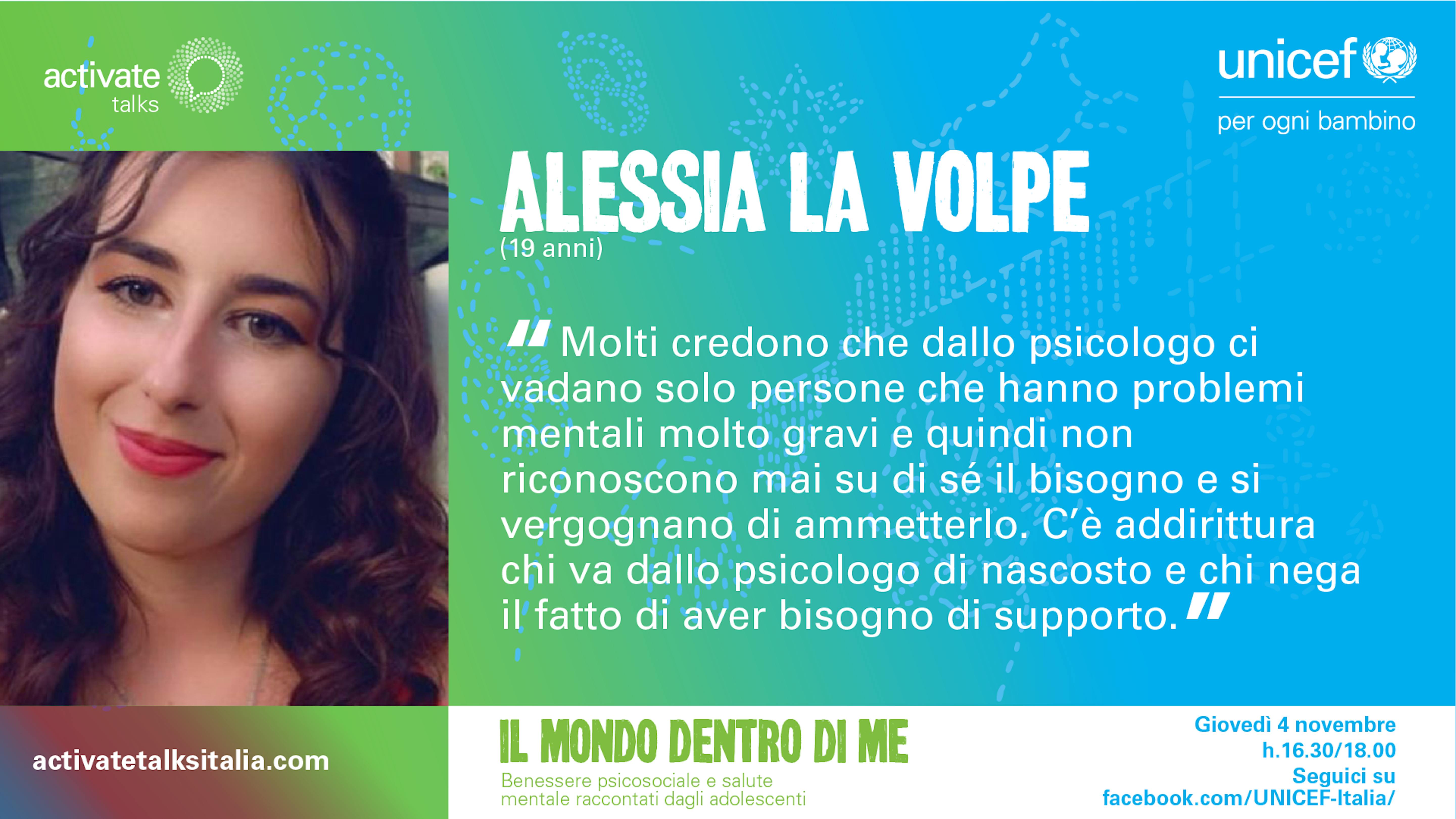 Alessia La Volpe durante l'activate talk su Salute Mentale