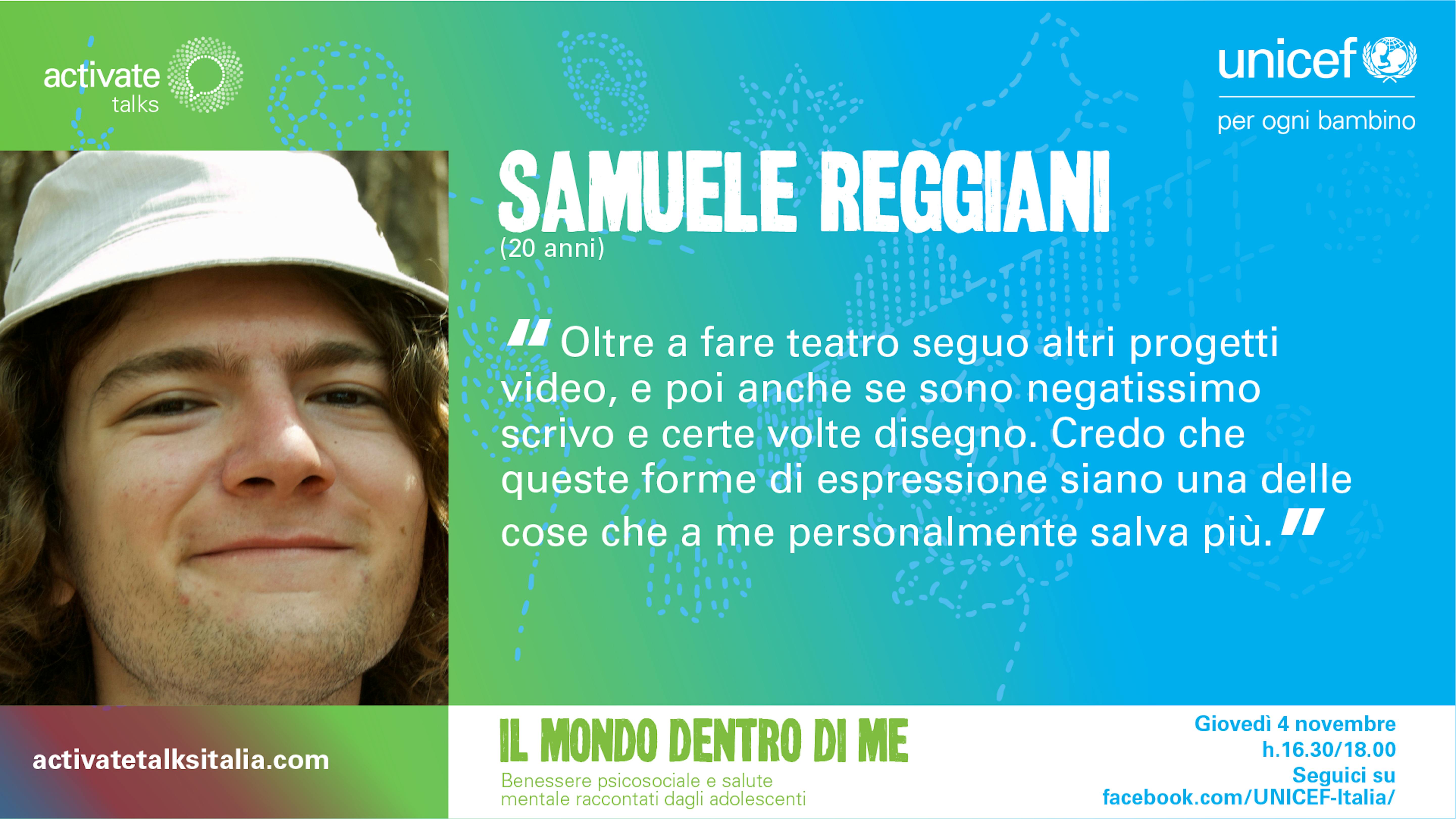 Samuele Reggiani durante l'activate talk su Salute Mentale