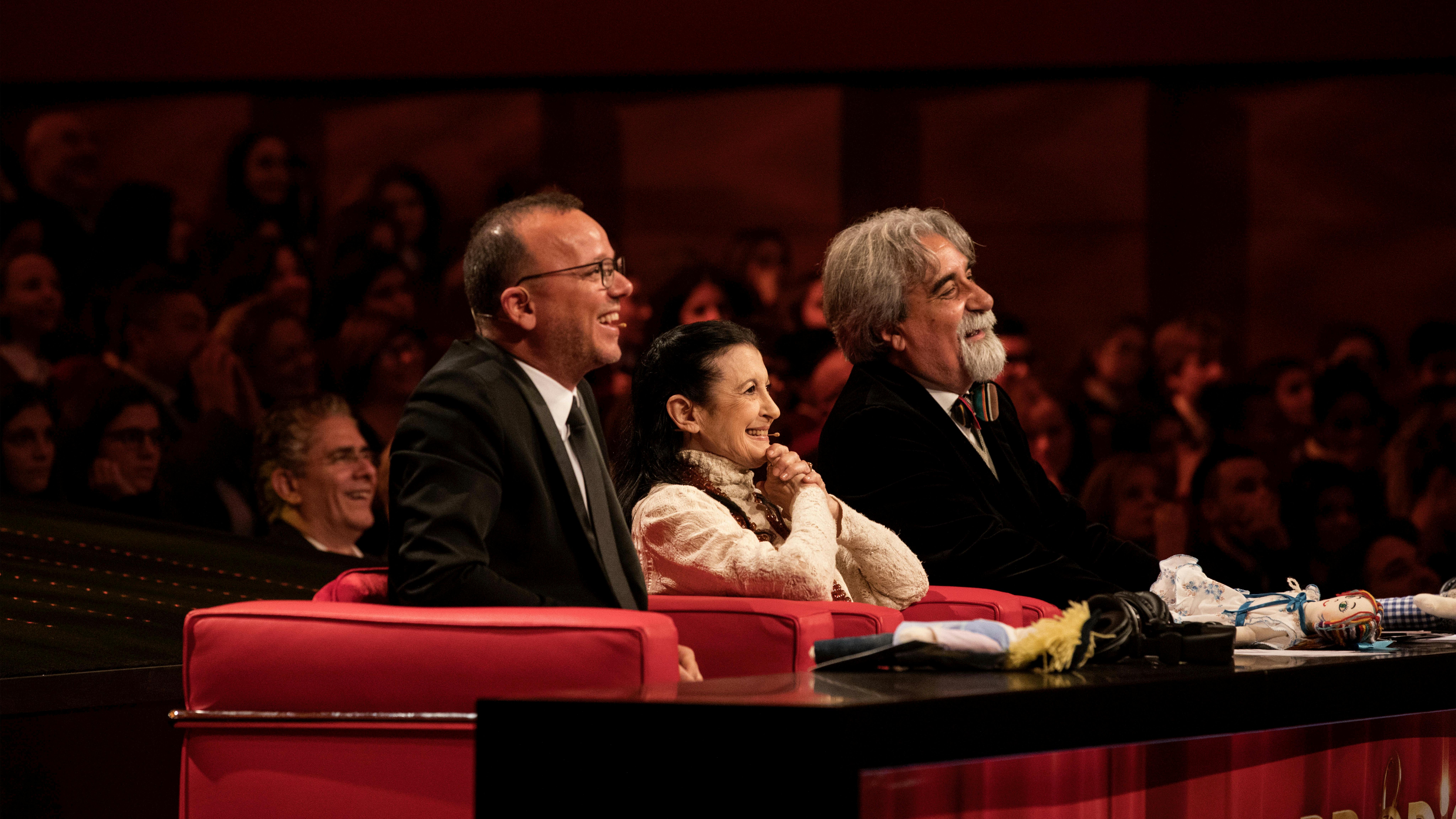 La giuria di Prodigi 2017:Gigi D'Alessio, Carla Fracci e Peppe Vessicchio 