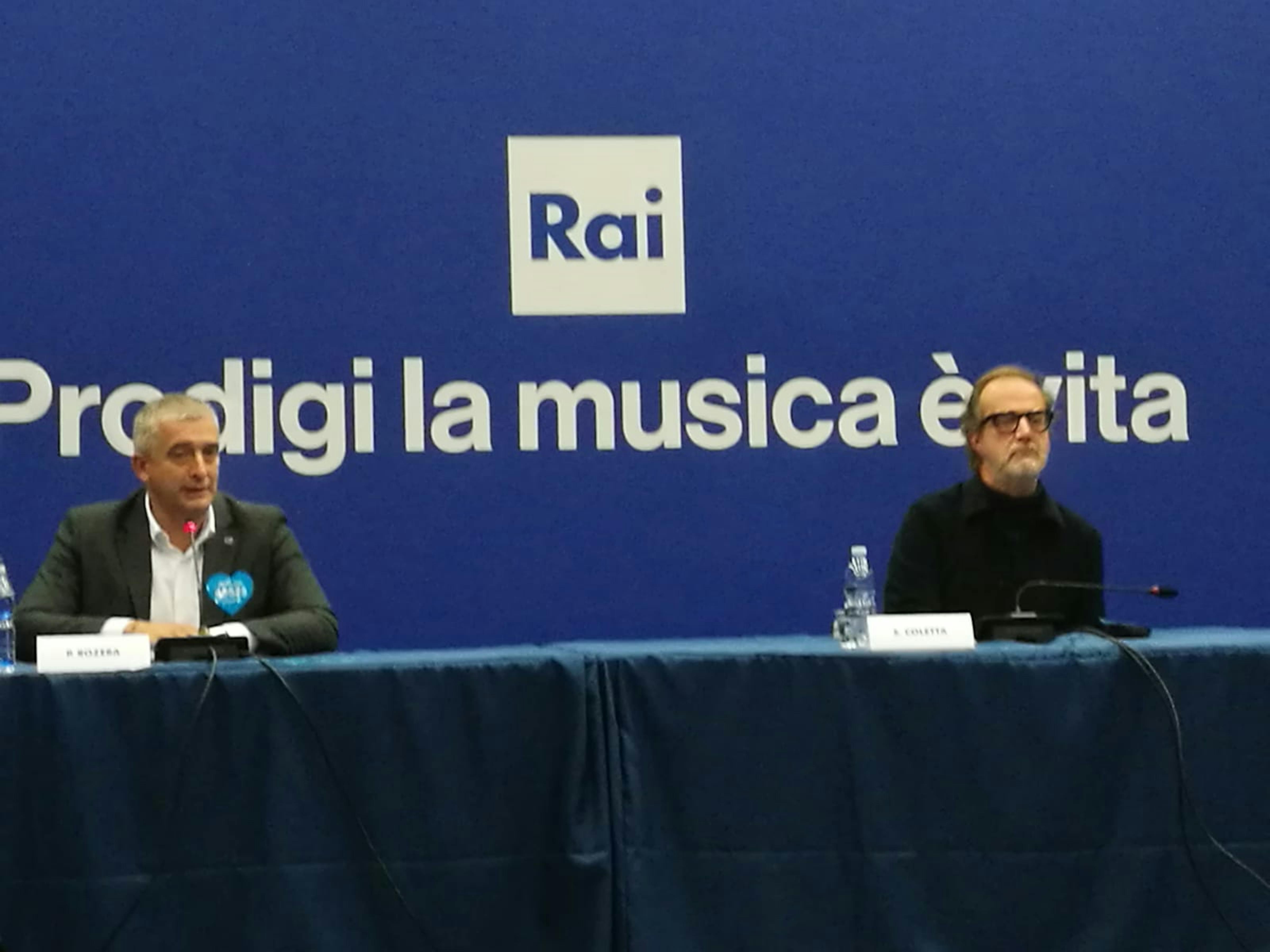 Paolo Rozera, Direttore generale UNICEF Italia e Stefano Coletta, Direttore Rai1 durante la conferenza stampa di presentazione di Prodigi