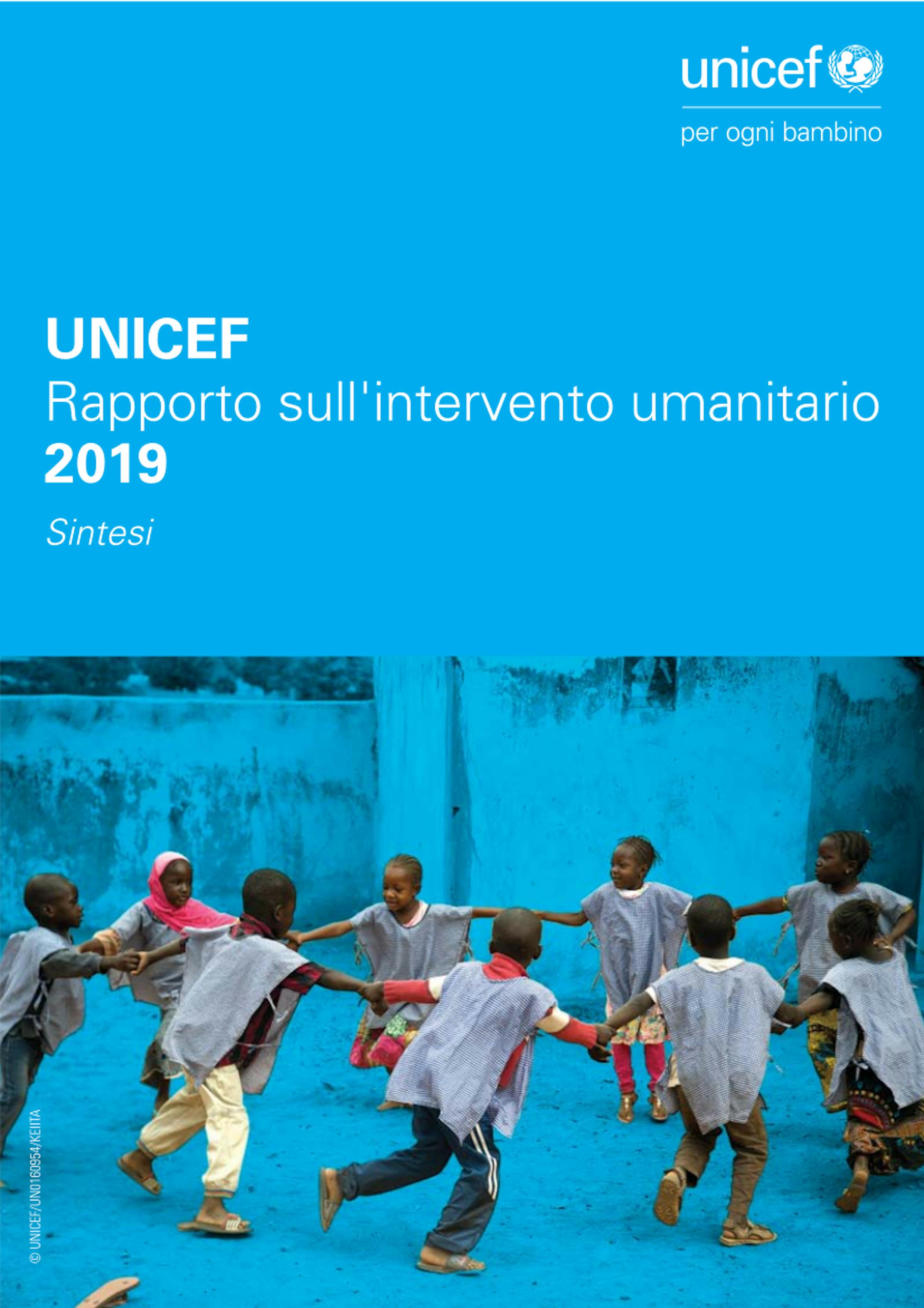Rapporto sull'intervento umanitario UNICEF 2019 copertina