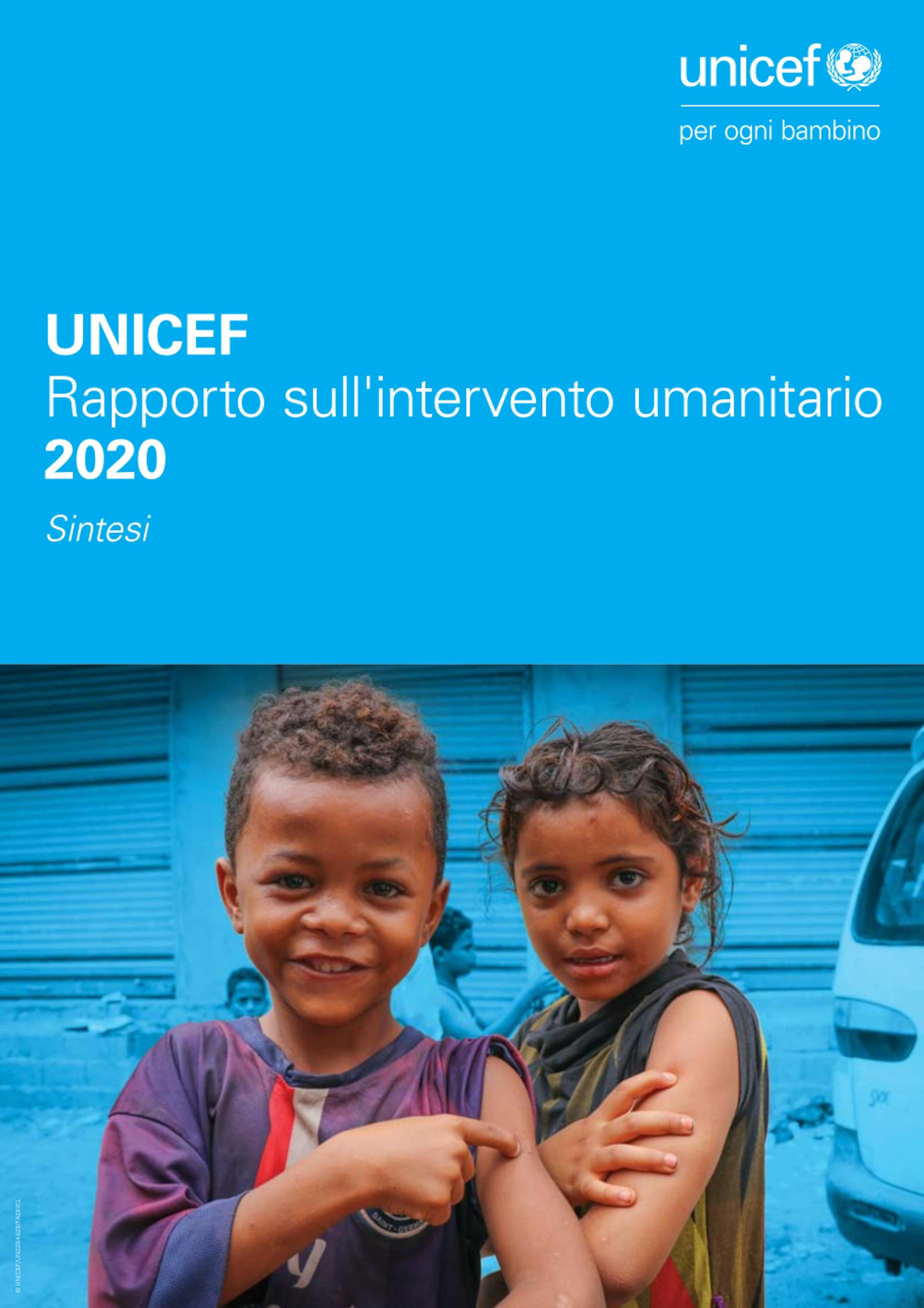 Rapporto sull'intervento umanitario UNICEF 2020 copertina