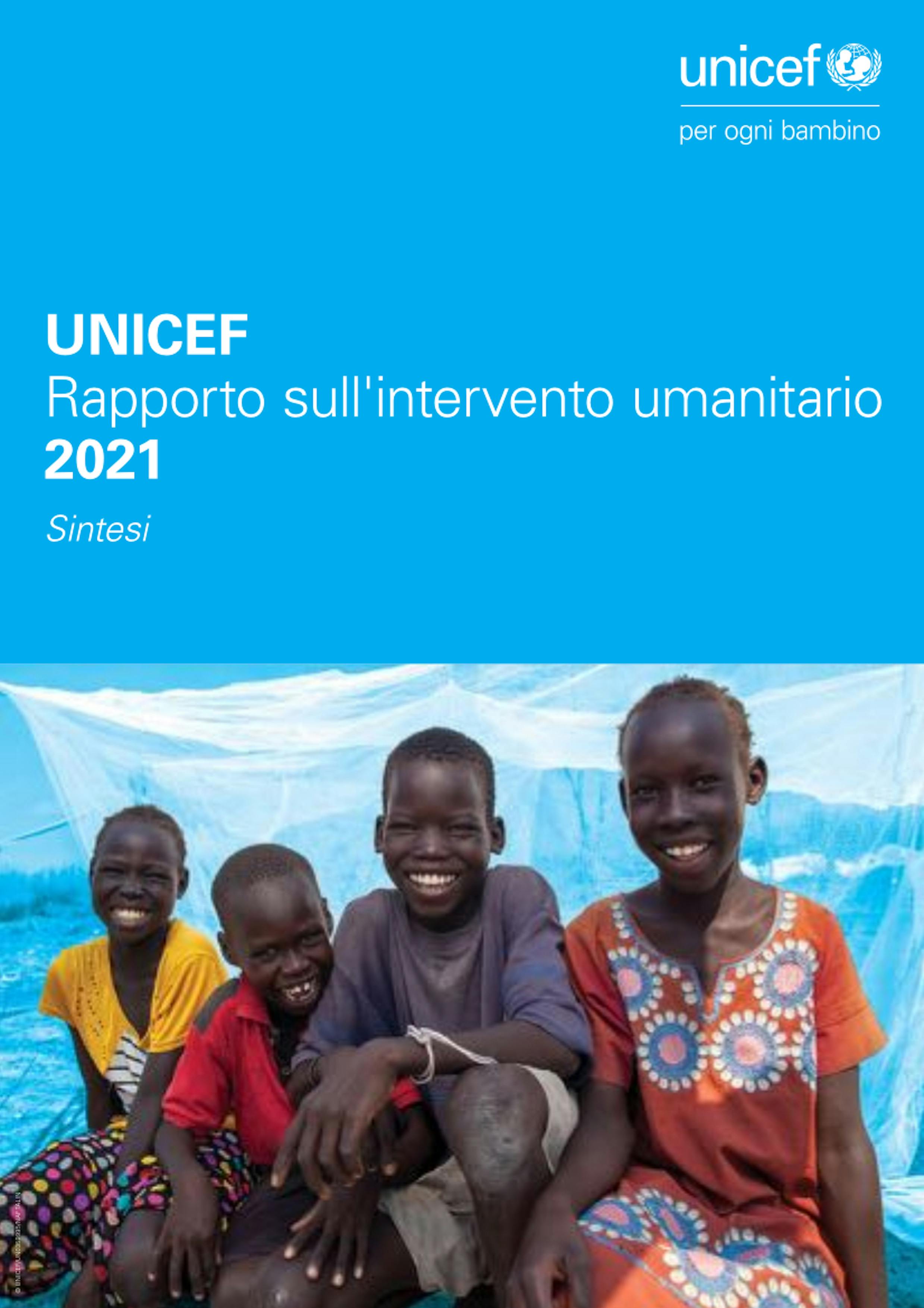 Rapporto sull'intervento umanitario UNICEF 2021  copertina