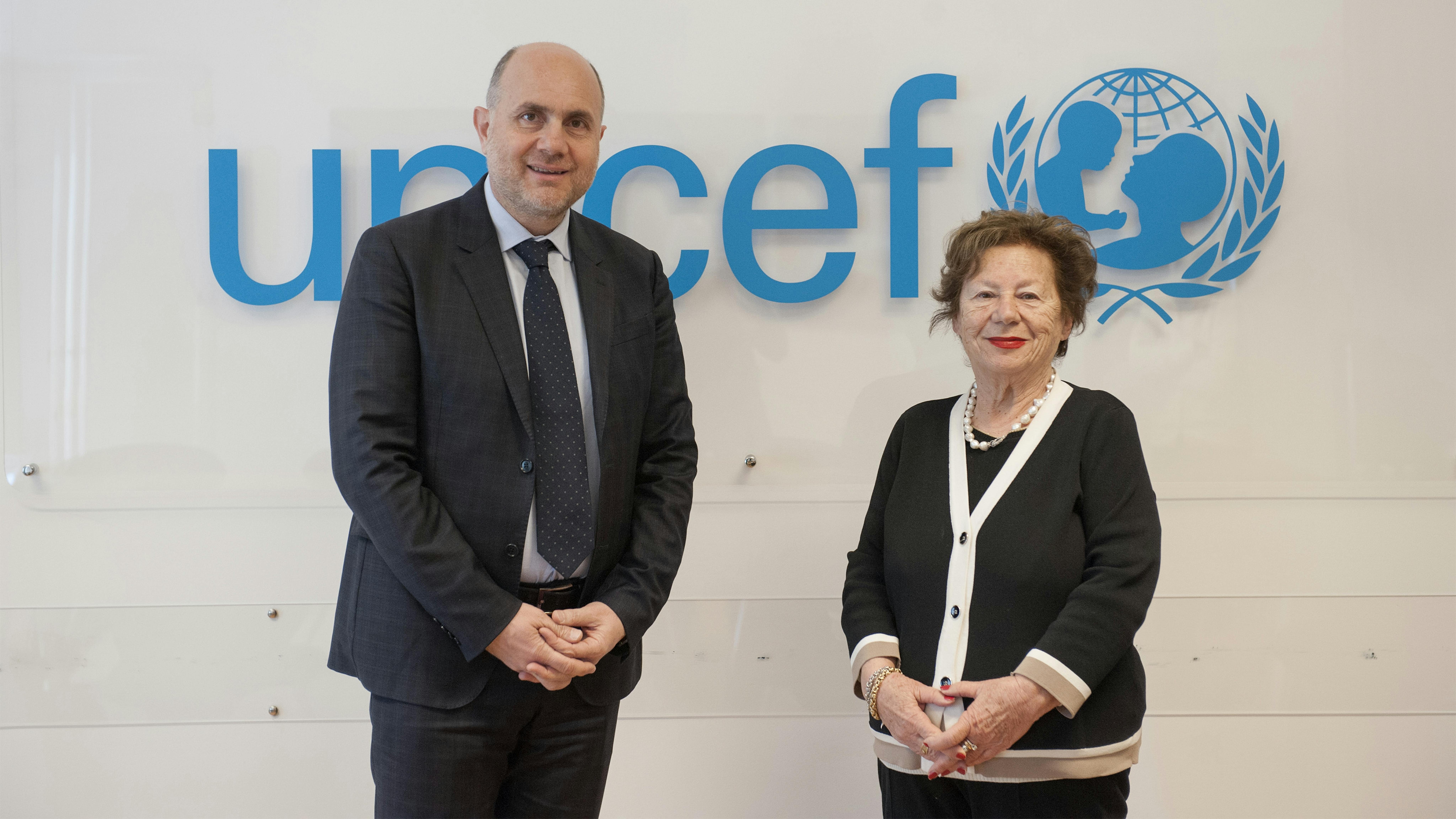 Da sinistra il presidente dell'Unpli Antonio La Spina e la Presidente dell'UNICEF Italia Carmela Pace