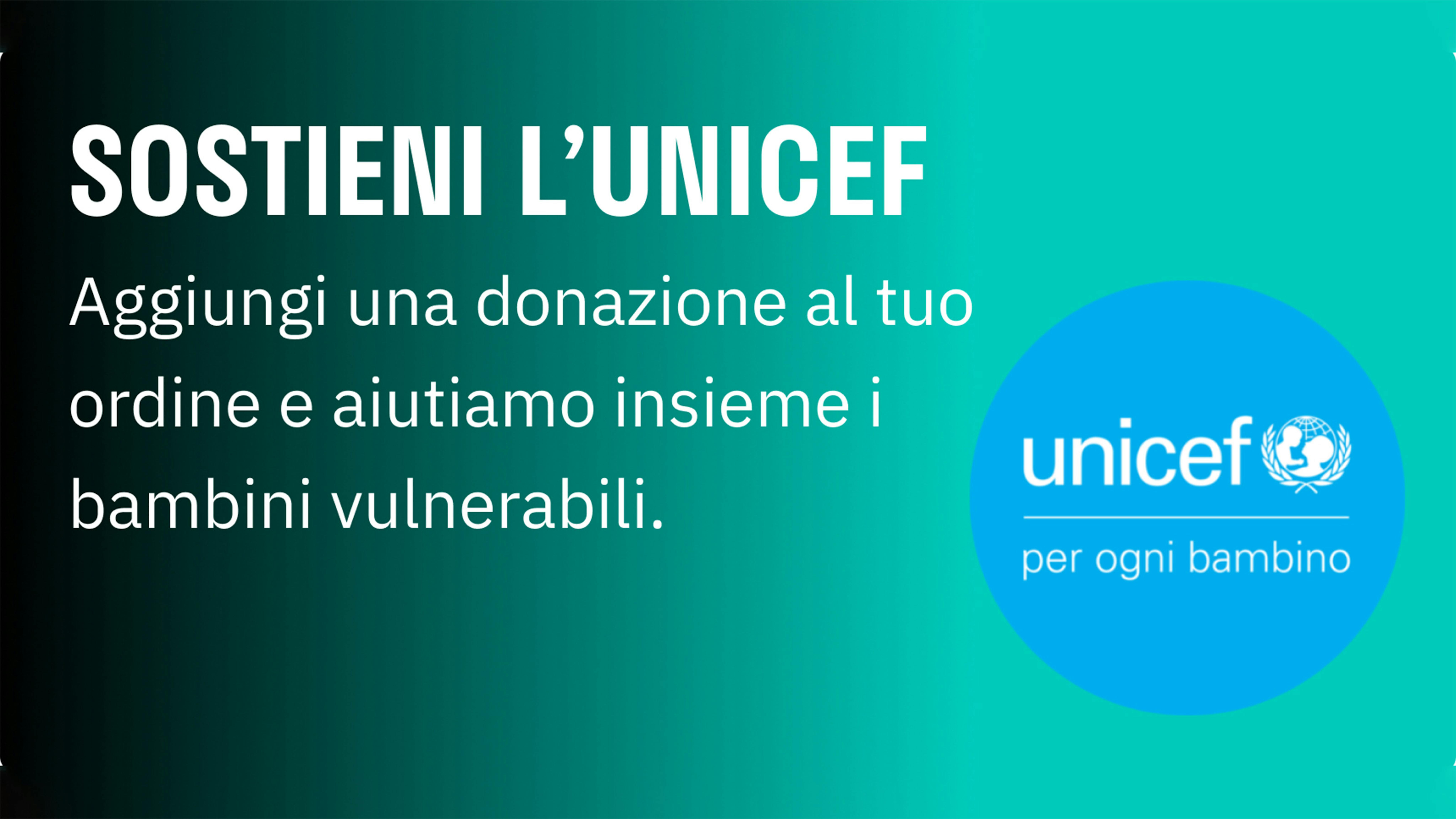 Deliveroo banner, sostieni l'UNICEF