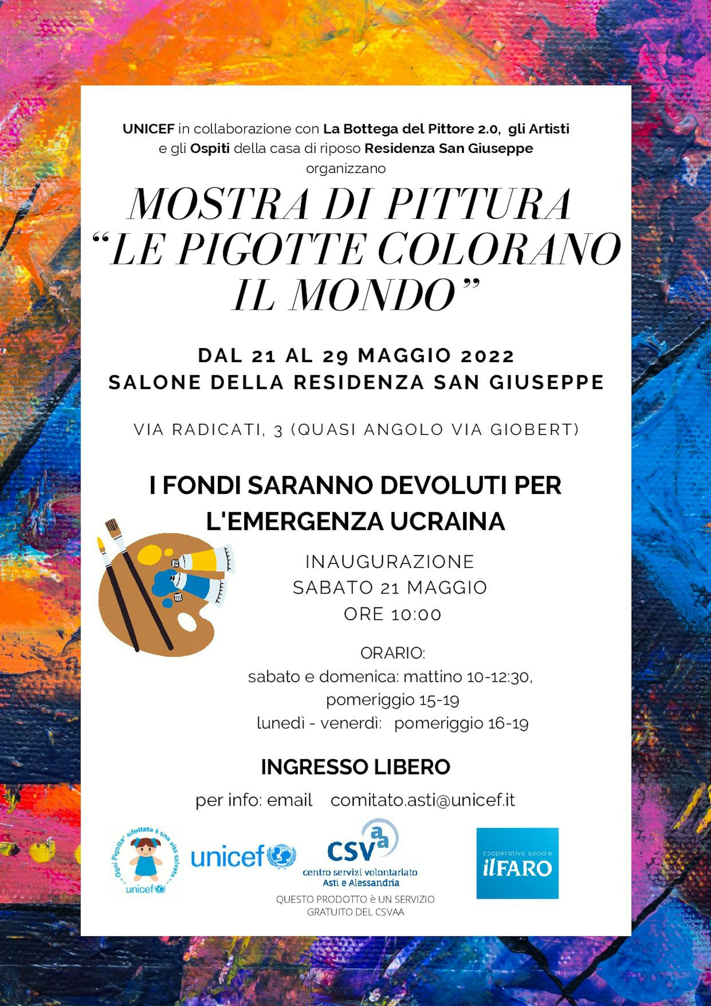 Asti-Locandina Mostra di Pittura “Le Pigitte colorano il mondo”