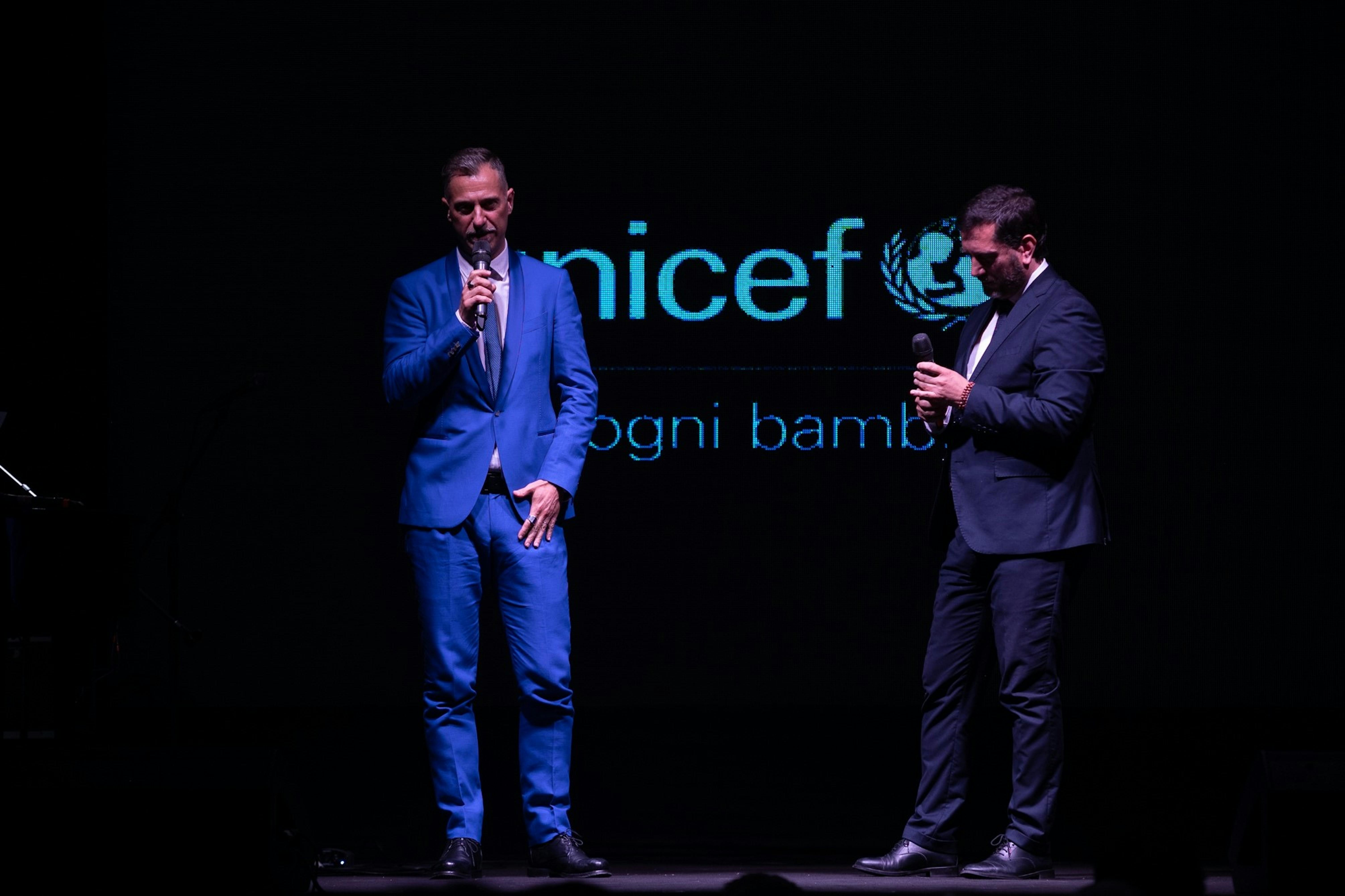 L'smbasciadore UNICEF Gabriele Corsi e i Portavoce UNICEF Italia Andrea Iacomini