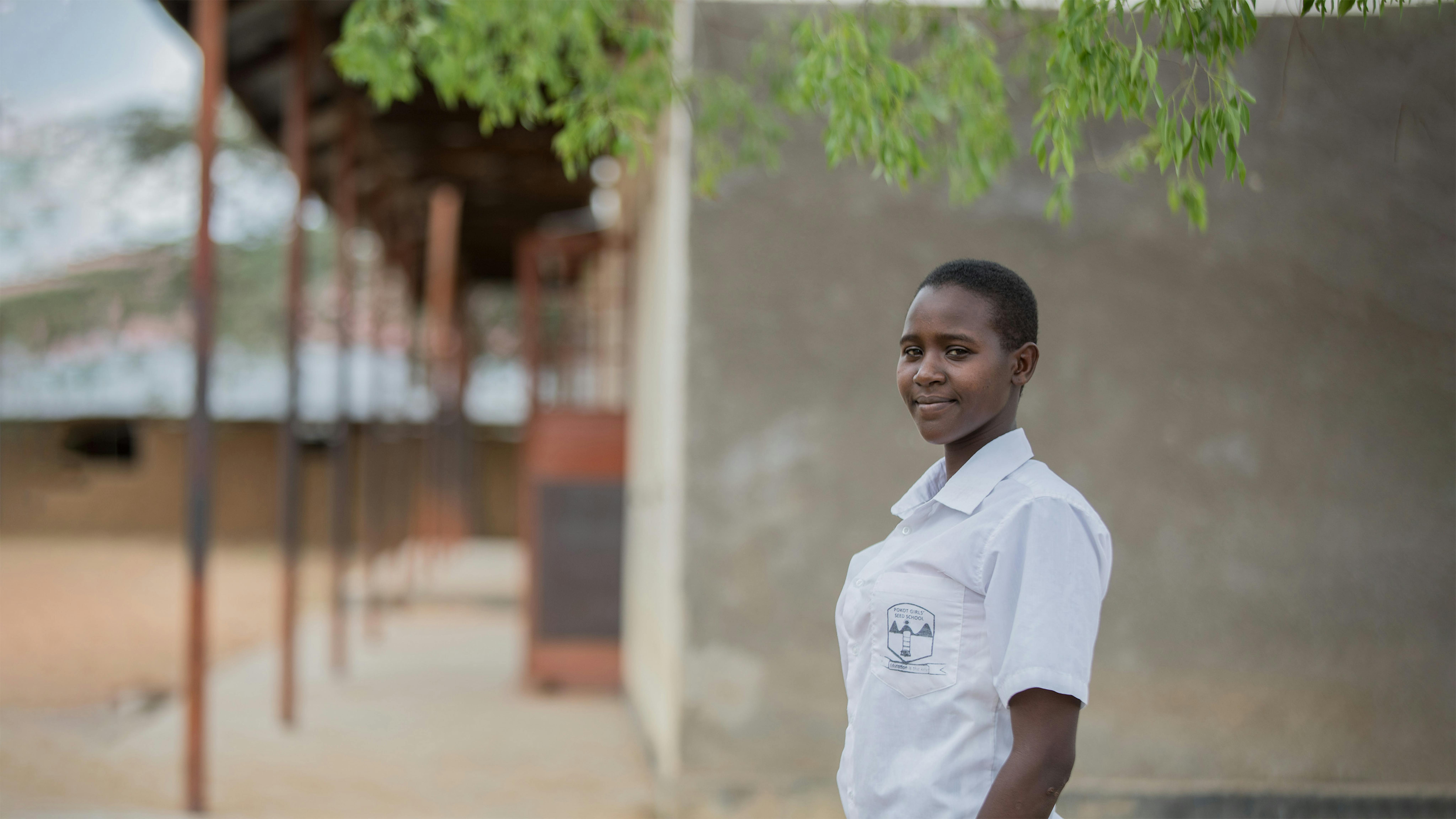 Rehema Chesang, 20 anni, una mamma bambina alla Pokot Girls' Seed School nel distretto di Amudat.