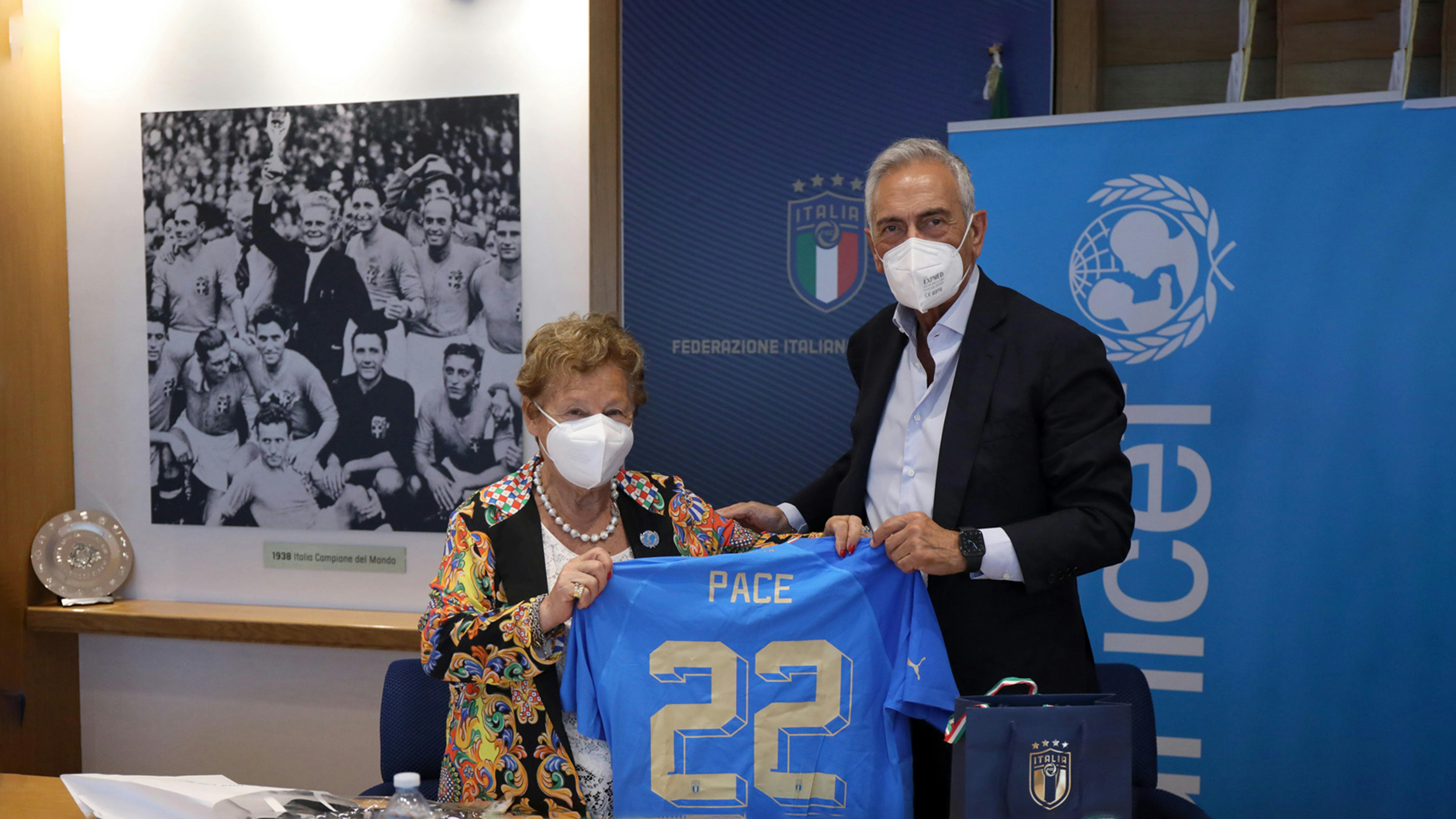 Carmela Pace, Presidente UNICEF Italia e Gabriele Gravina, Presidente della FIGC