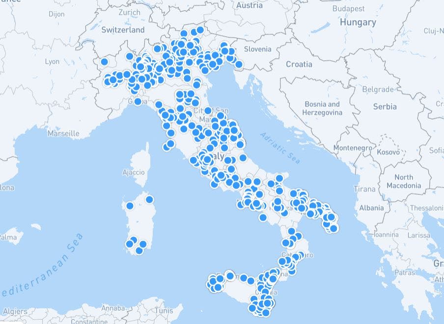 mappa Italia Amica punti blu