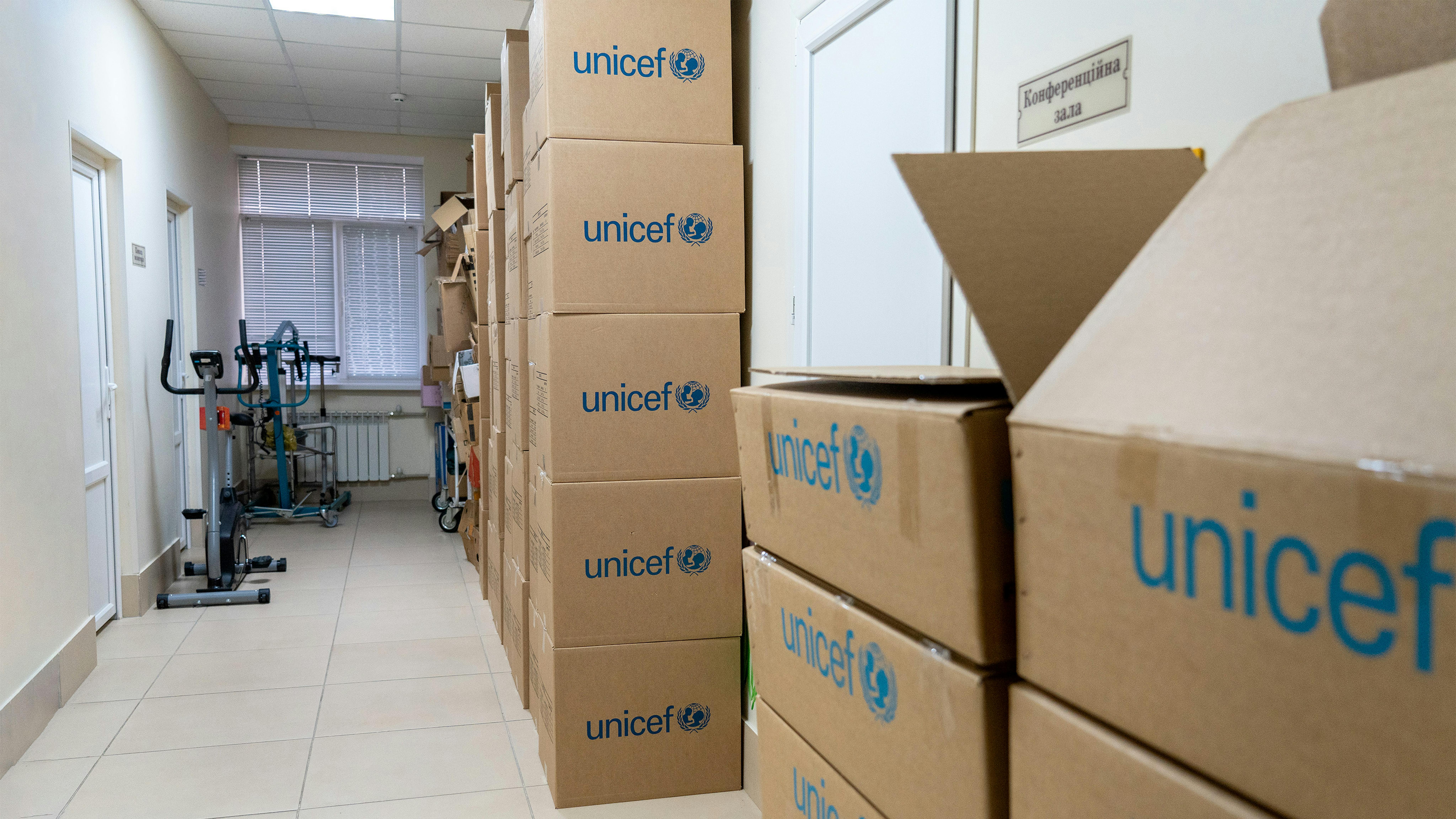 Ucraina - Aiuti dell'UNICEF giunti all'ospedale pediatrico di Kharkiv.