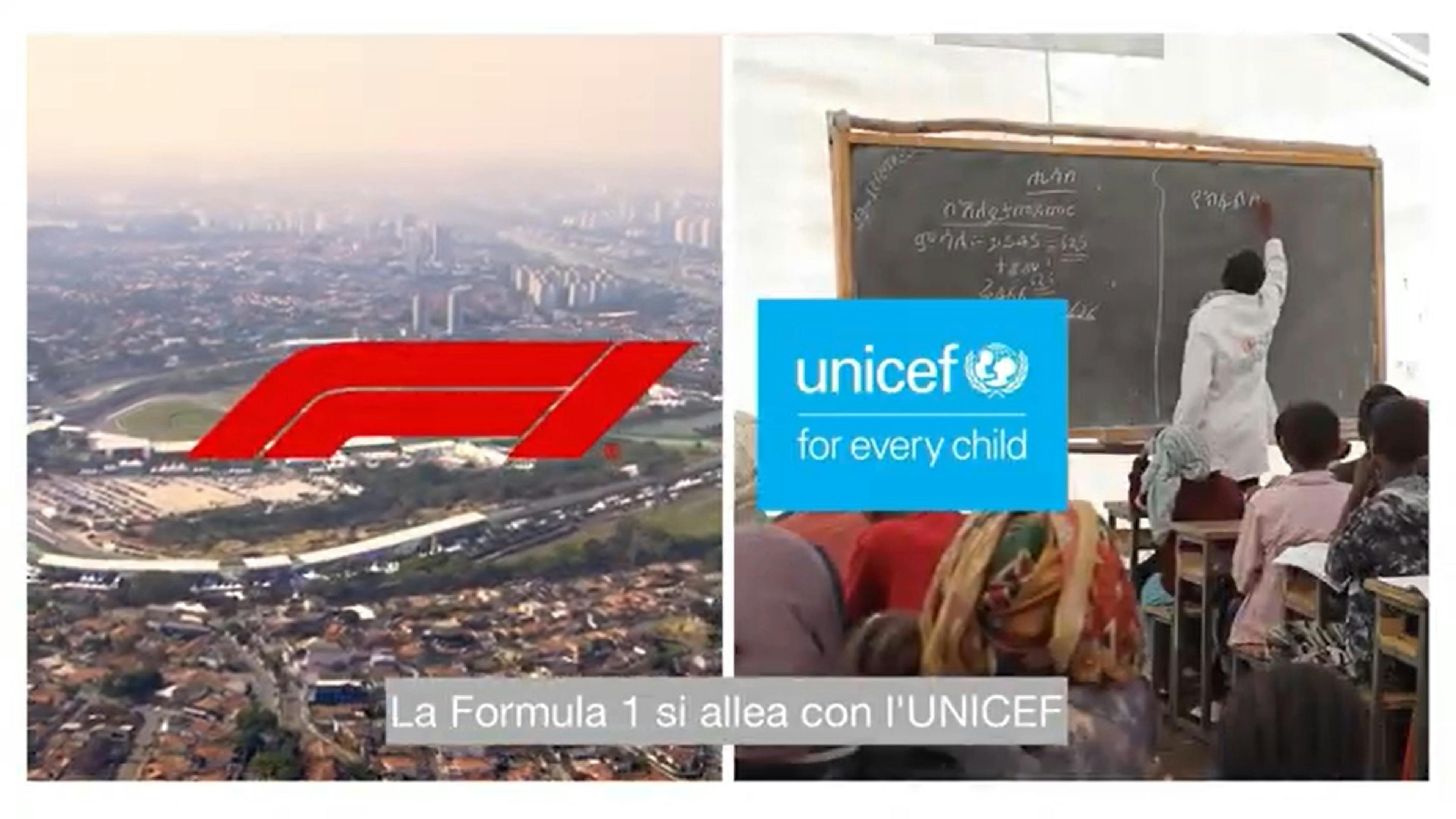 Screen video formula 1 e unicef in partnership