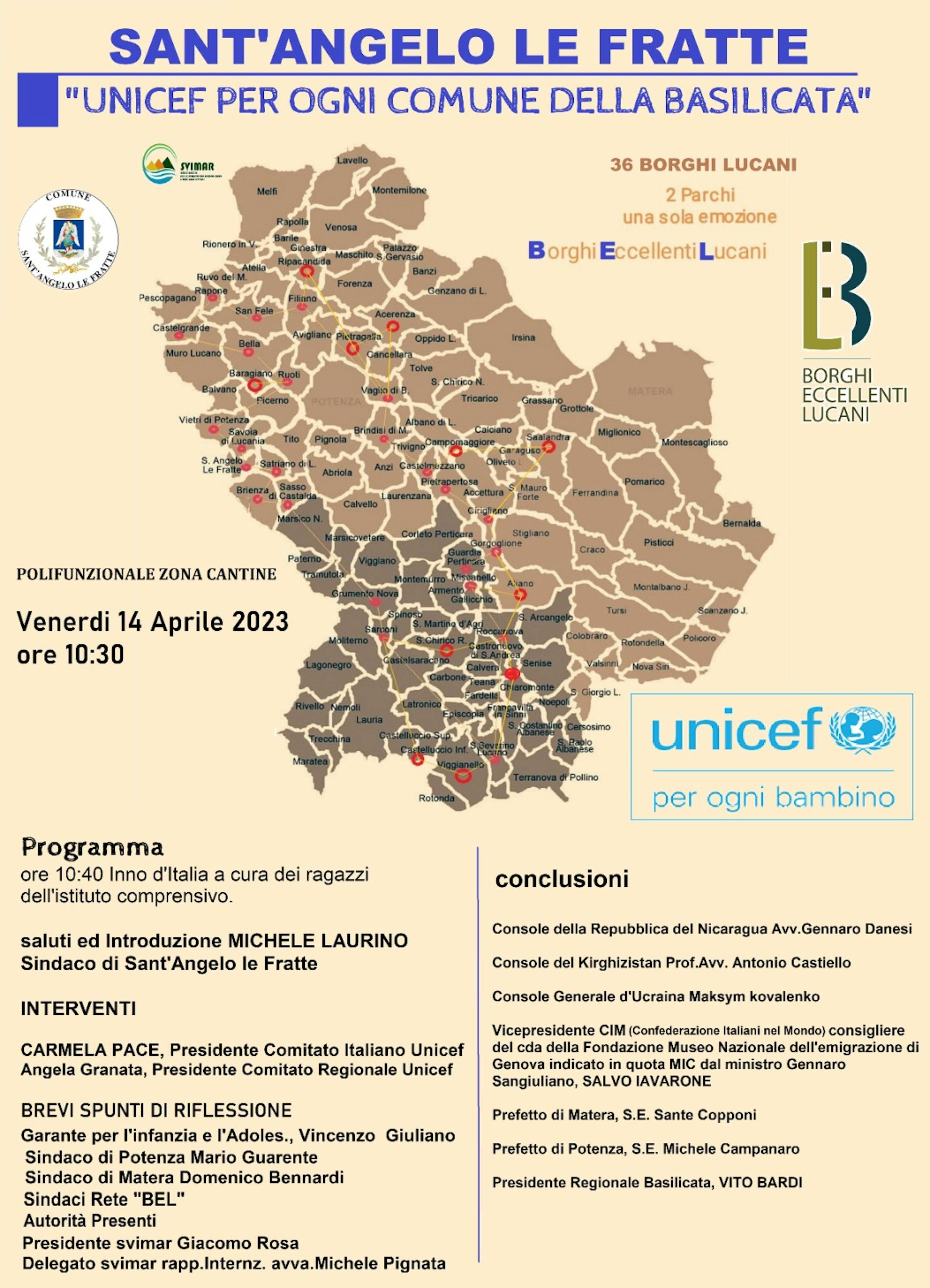 14 aprile 2023 Lettera intenti UNICEF Rete BEL a S. Angelo le Fratte PZ