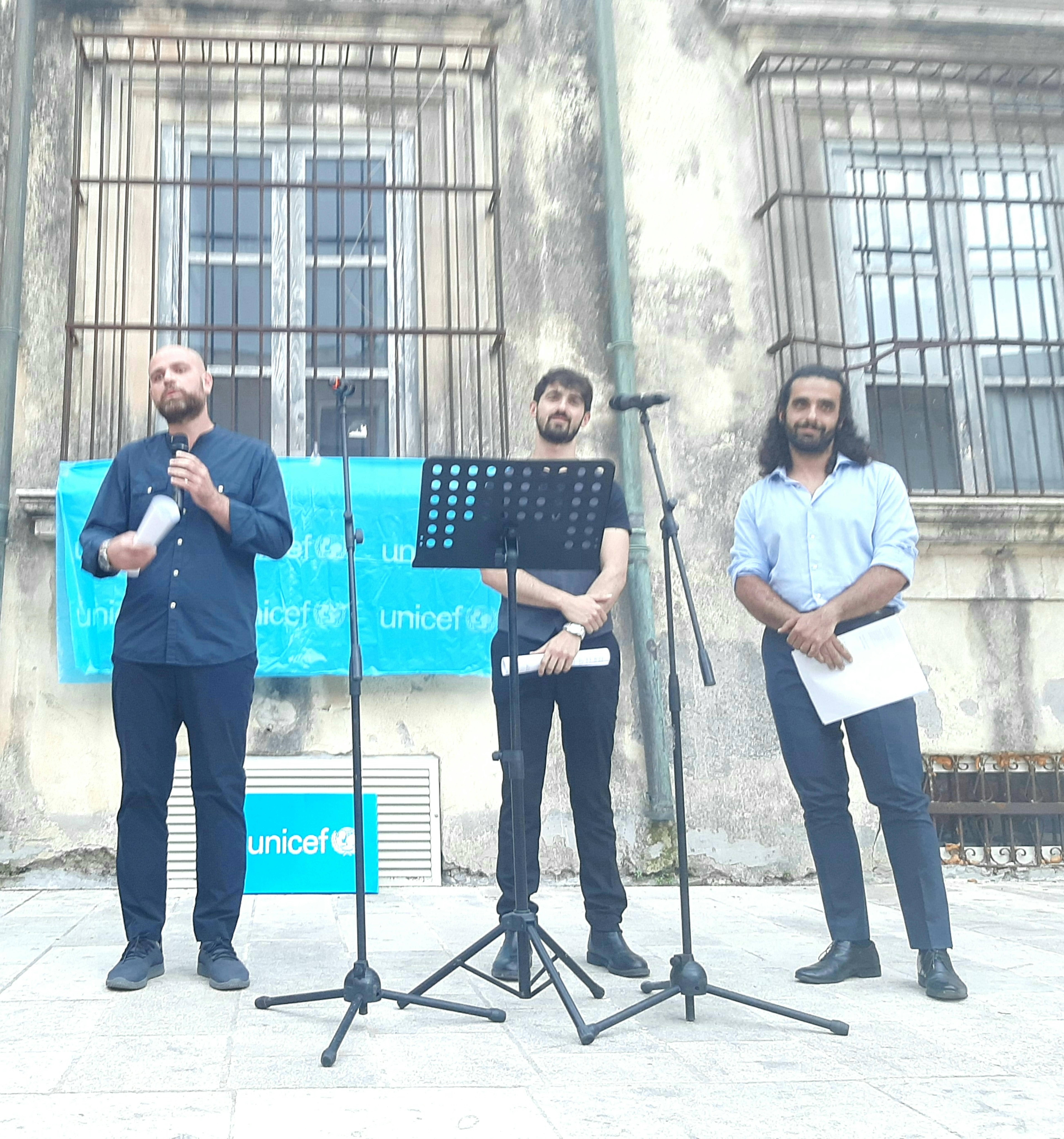 Gli attori INDA Michele Dell'Utri, Michele Carvello e Gianni Luca Giuca