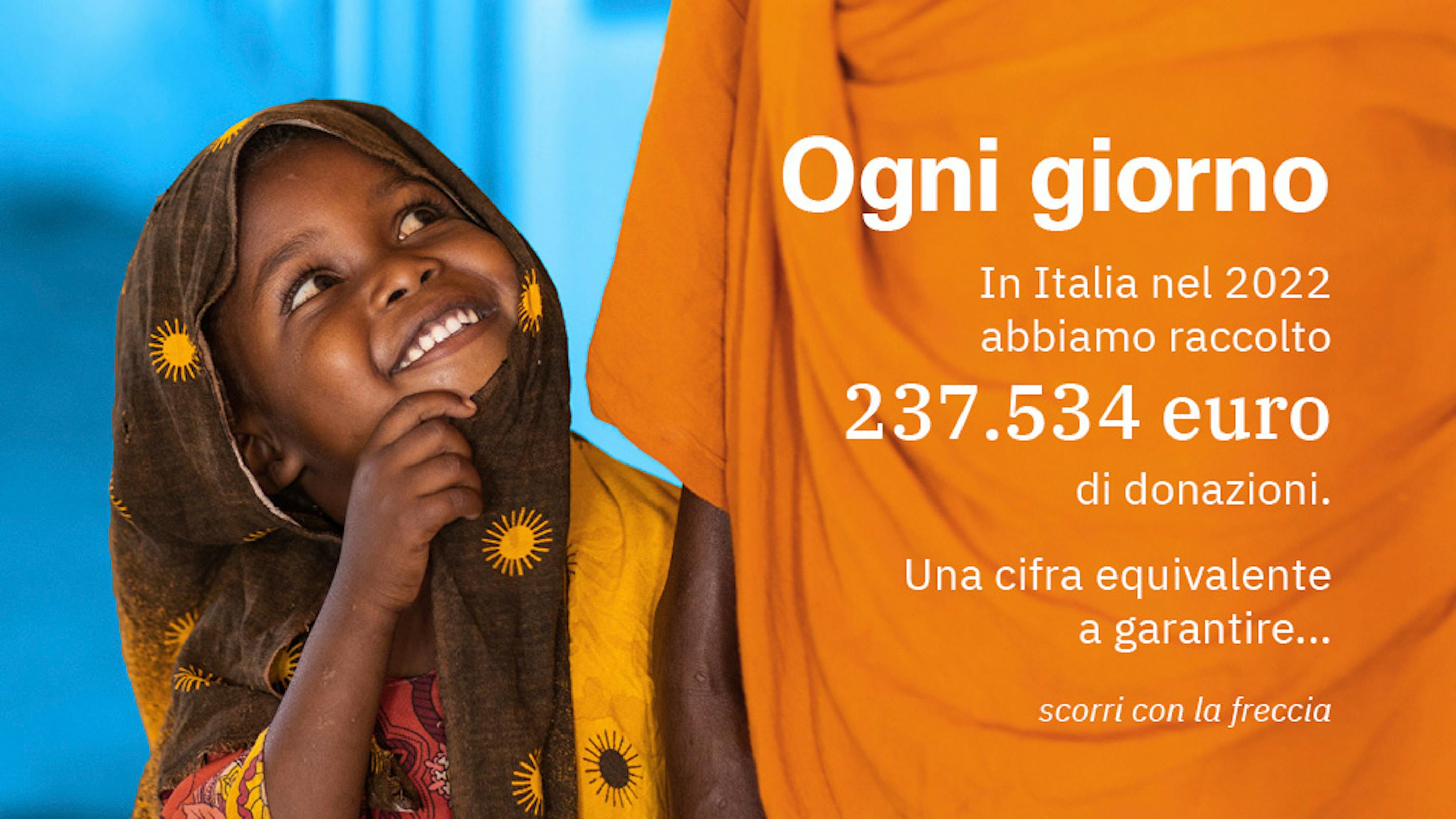 Ogni giorno l'UNICEF Italia ha raccolto 237.534 euro, l'equivalente di...