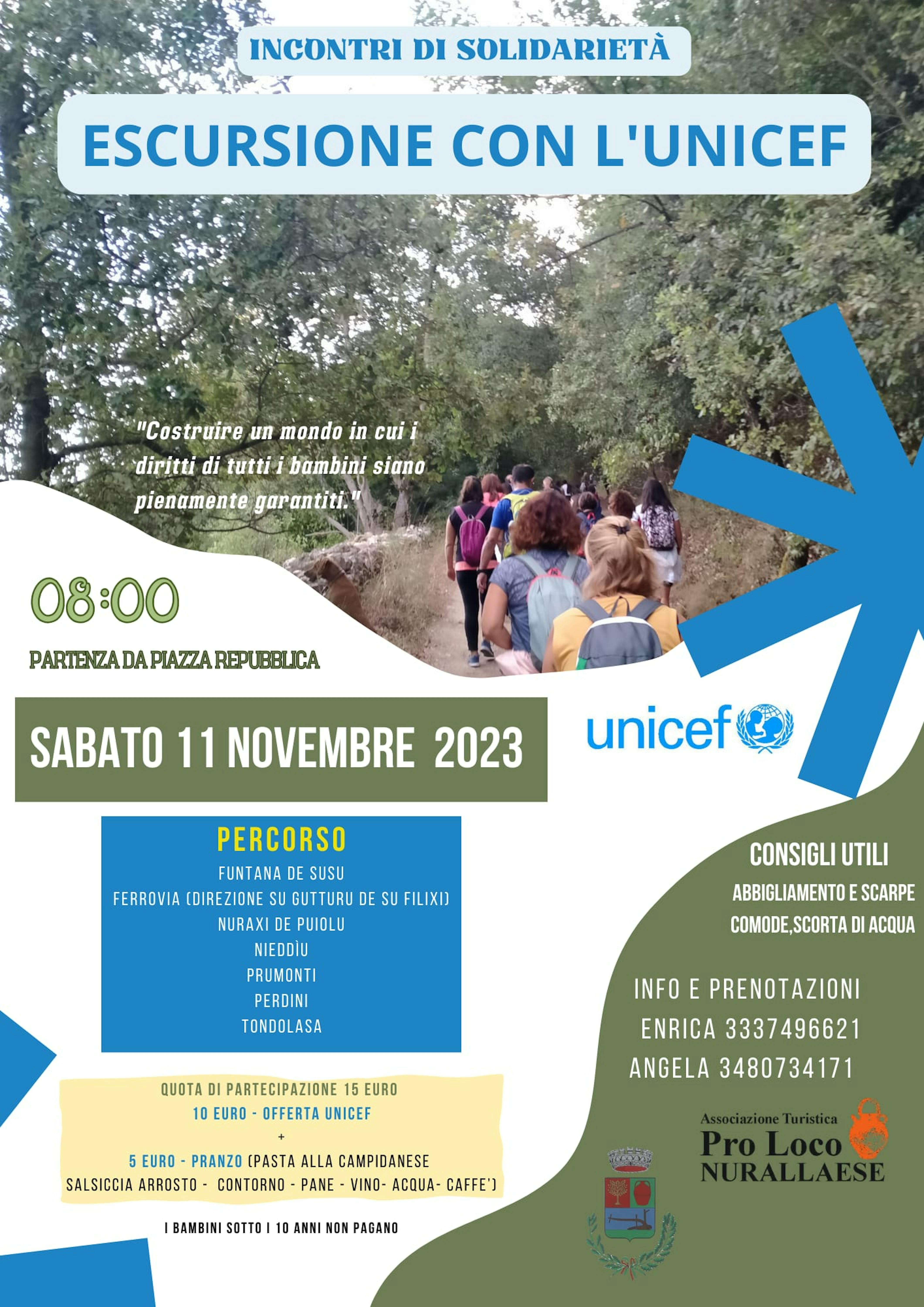 locandina escursione con l'UNICEF giorno 11 novembre