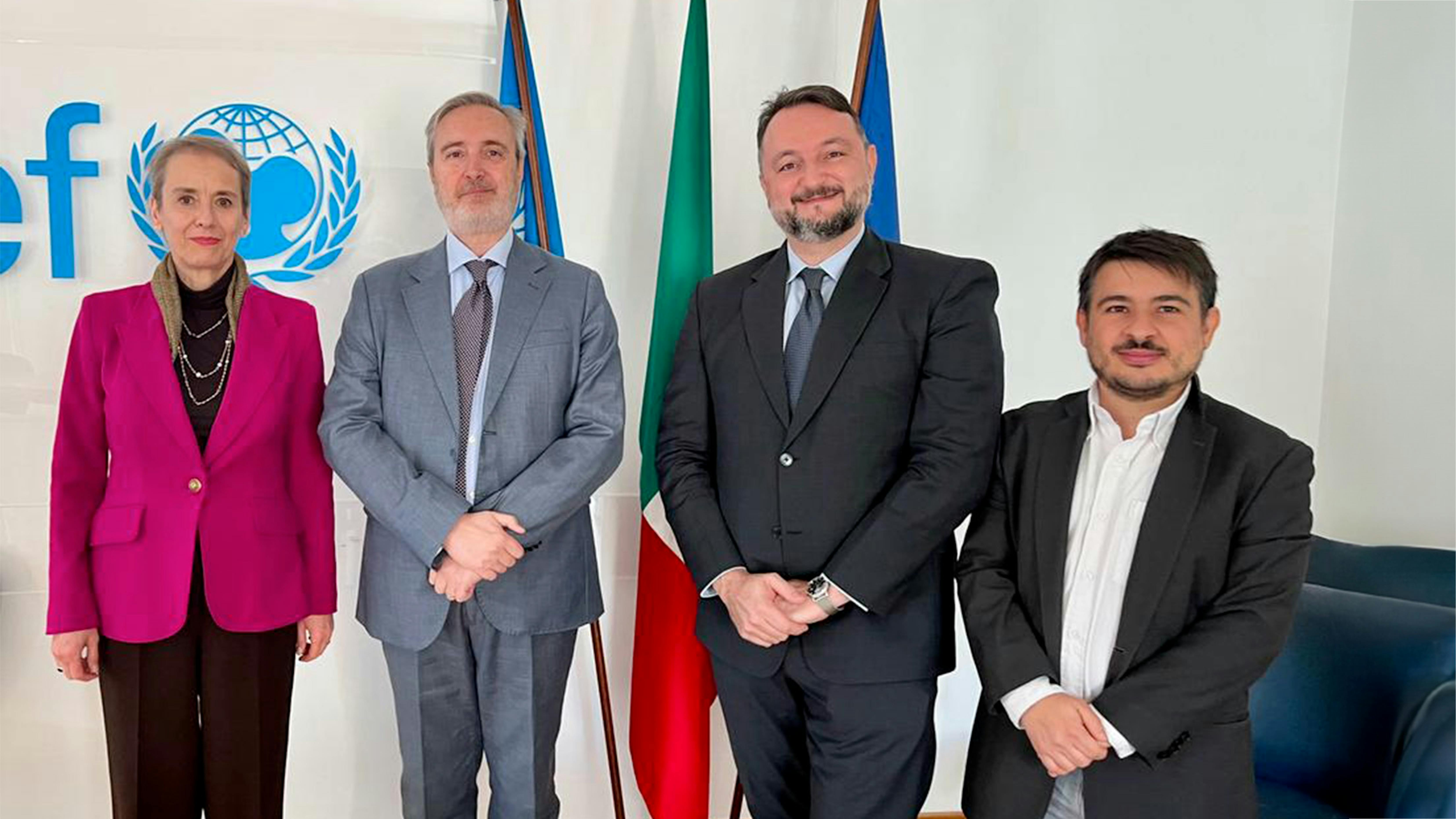 Da sinistra Cristina Tambutini, il ministro Giovanni Leonardi, Nicola dell'Arciprete e Ivan Mei