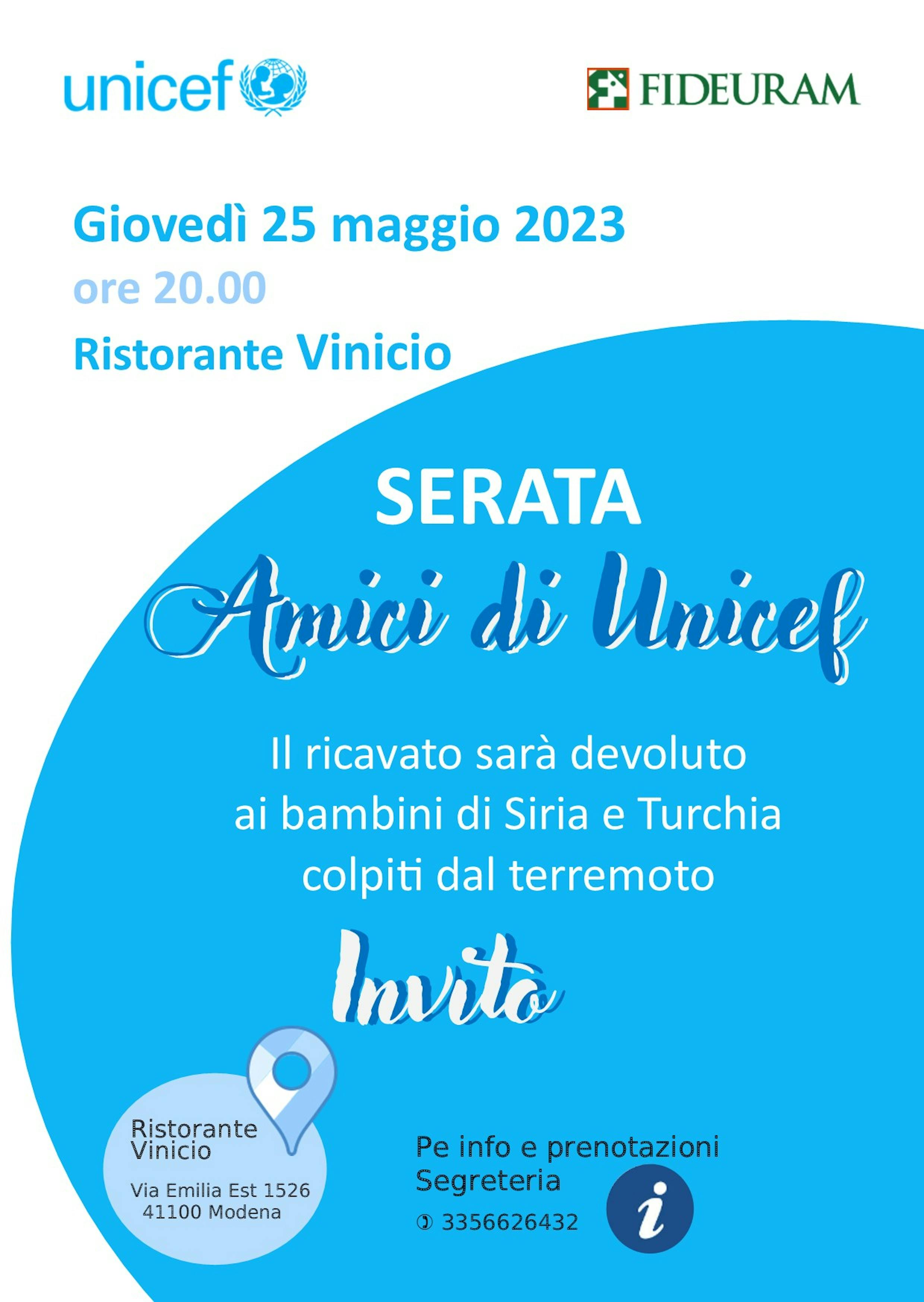 Locandina serata Amici di UNICEF