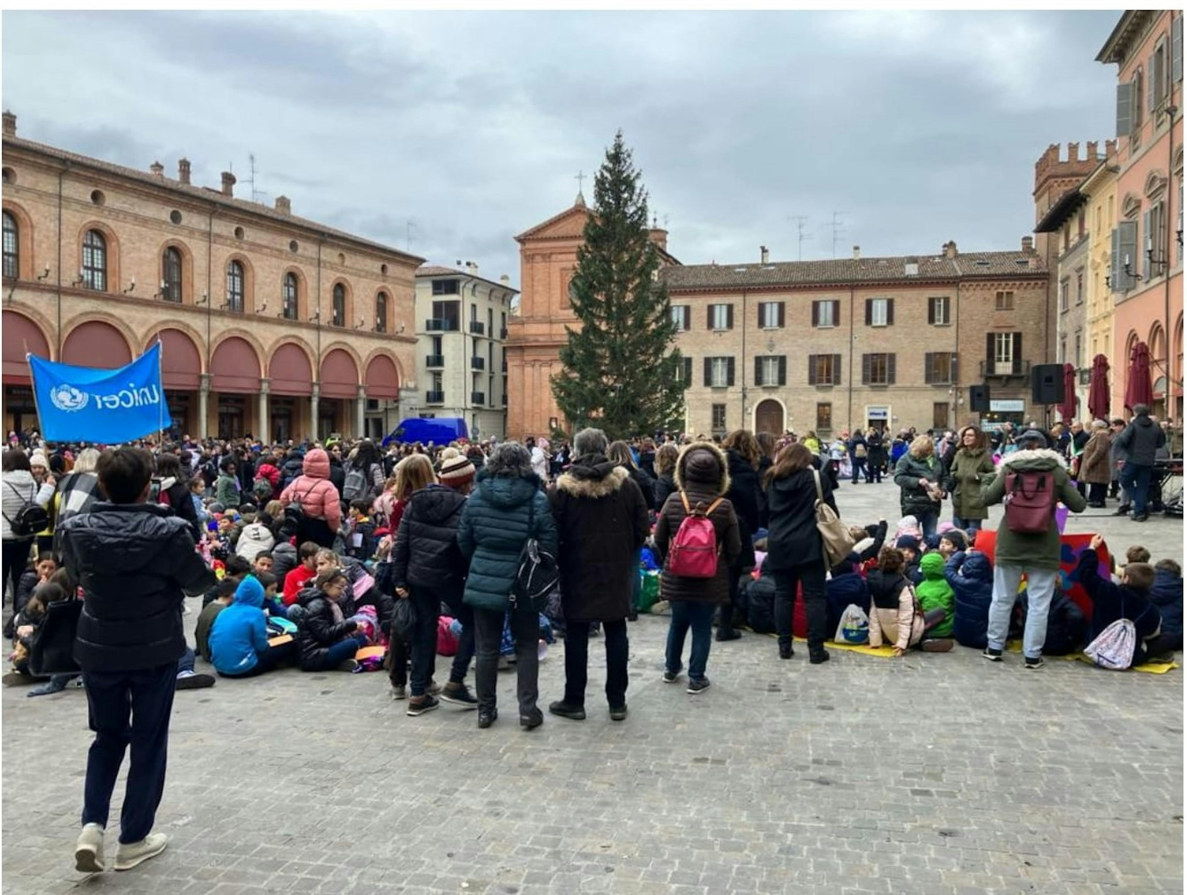 Arrivo del corteo in piazza Matteotti