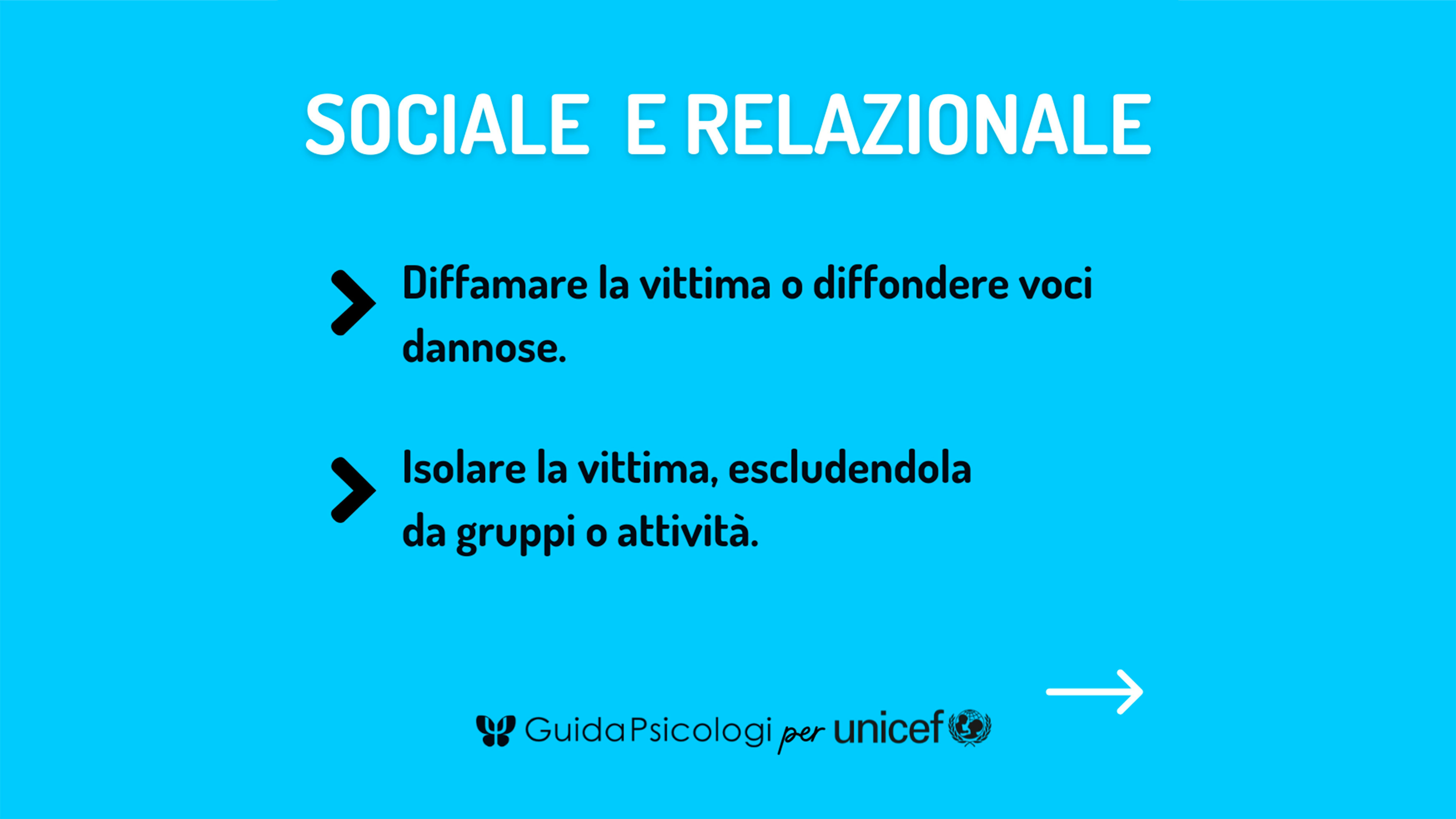 Slide GuidaPsicologi-UNICEF su bullismo