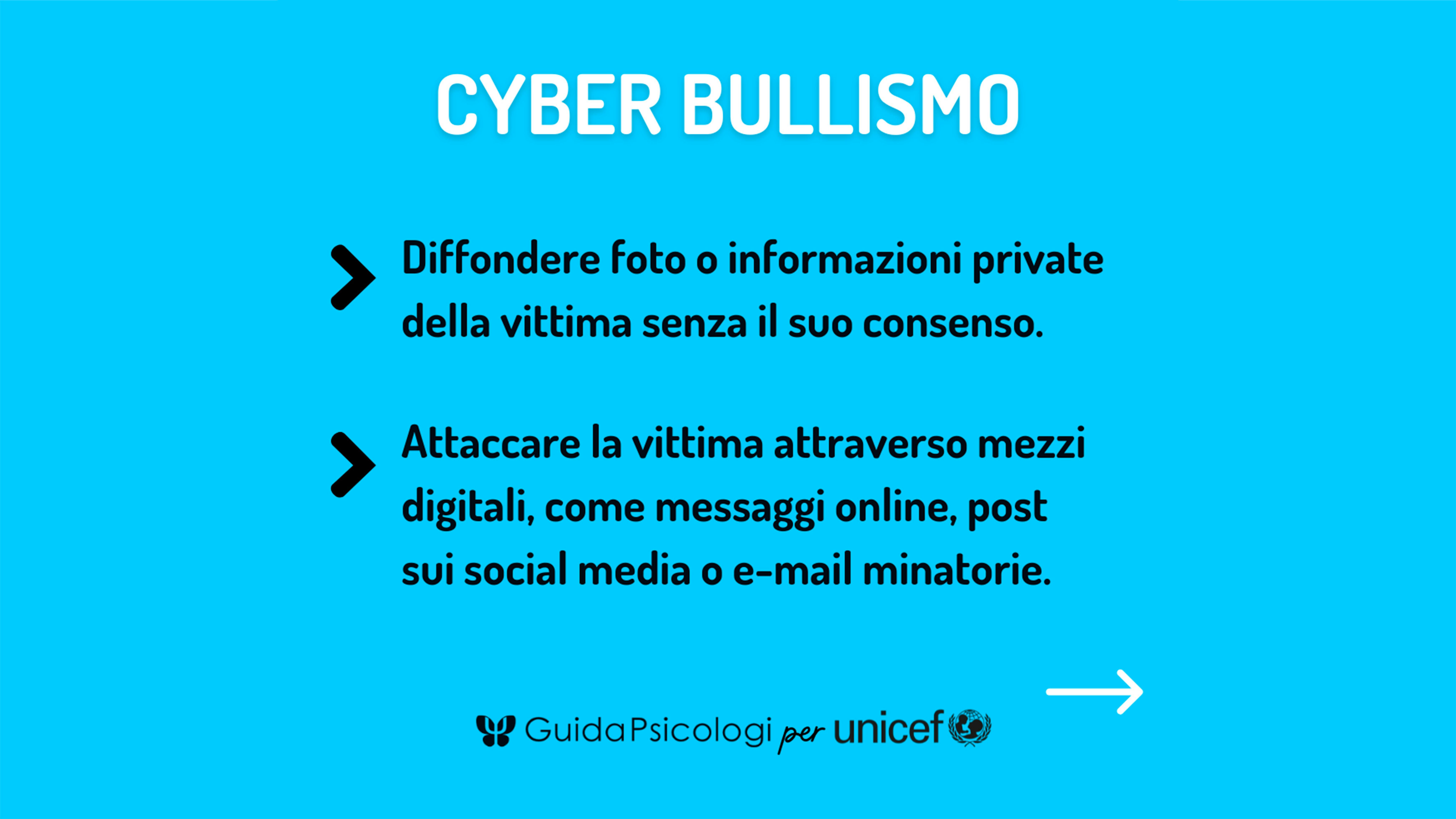 Slide GuidaPsicologi-UNICEF su cyberbullismo